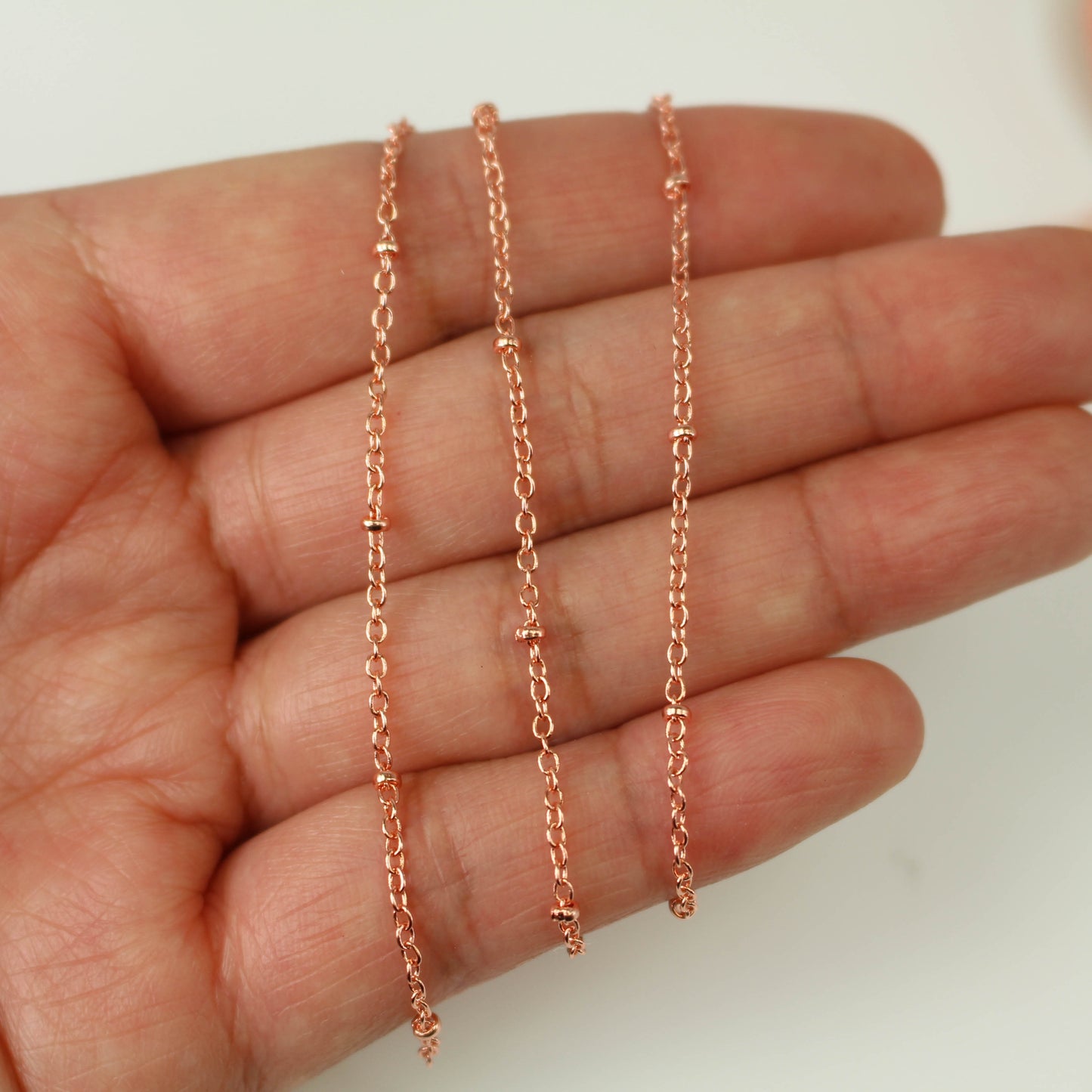 Anti Tarnish Coating Bright Copper Plated Satellite Cable BALL Chain - 2.0x1.4mm SOLDERED link - 100 Feet Tiny Small Ball Chain - ATC2014SAT