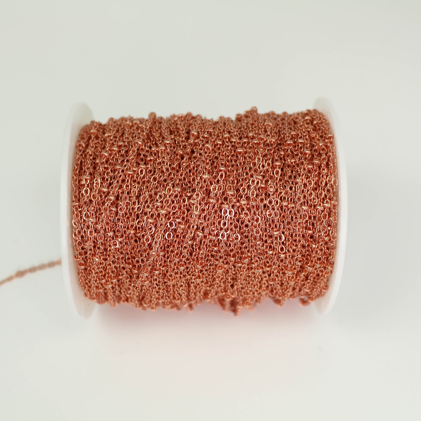 Anti Tarnish Coating Bright Copper Plated Satellite Flat BALL Chain - 3x1.7mm SOLDERED link -3/10/32/50/100/300 Feet Tiny Small Ball Chain - ATC317SAT