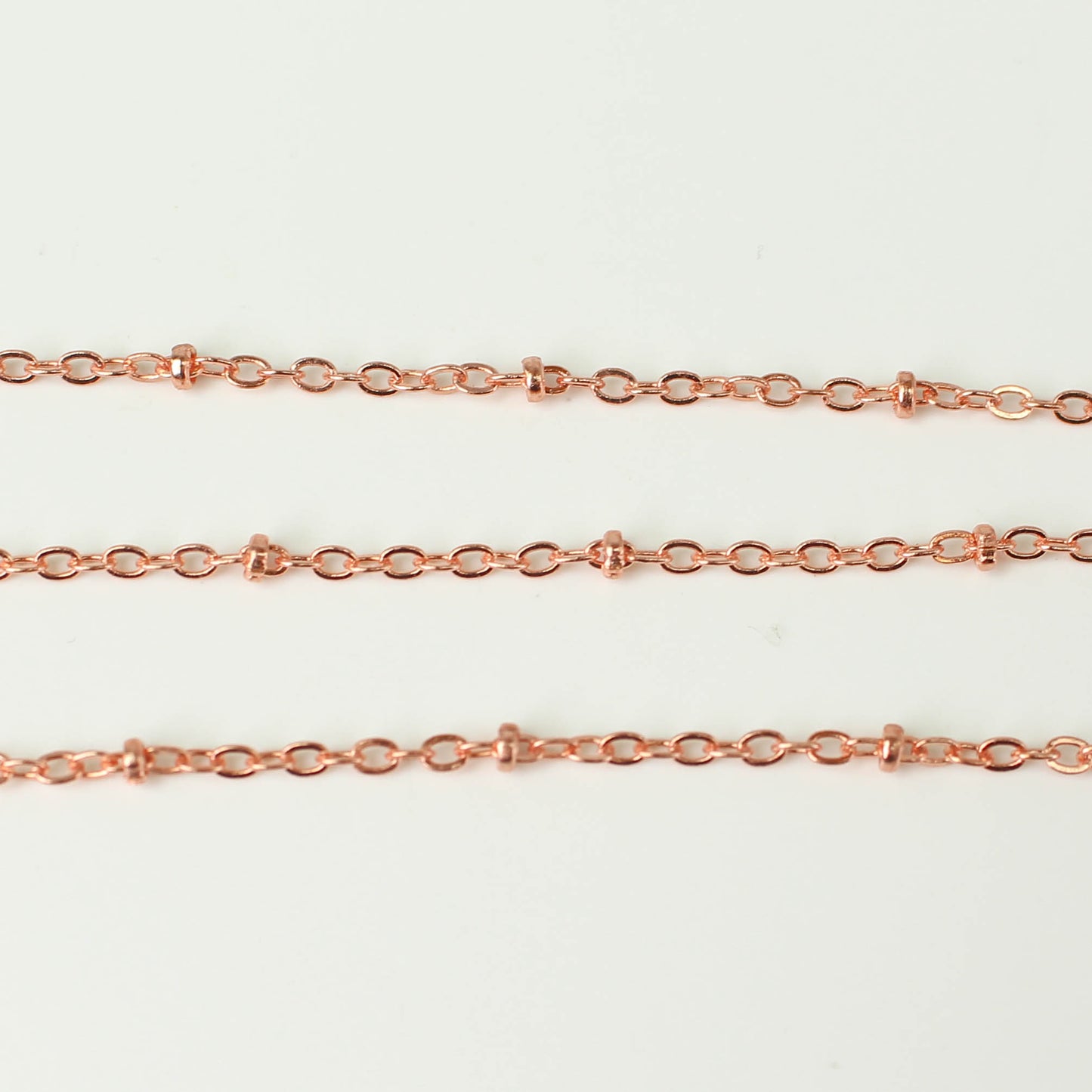 Anti Tarnish Coating Bright Copper Plated Satellite Flat BALL Chain - 3x1.7mm SOLDERED link -3/10/32/50/100/300 Feet Tiny Small Ball Chain - ATC317SAT