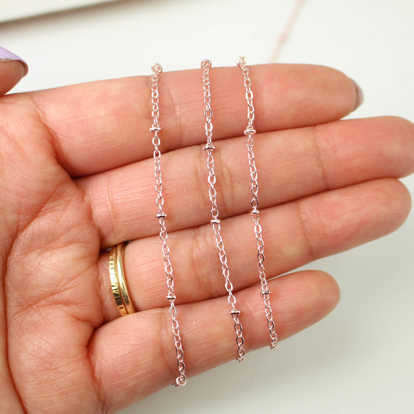 Anti Tarnish Plated Satellite Flat BALL Chain - 3x1.7mm SOLDERED link - 3/10/32/50/100 Feet Tiny Small Ball Chain - AT317SAT