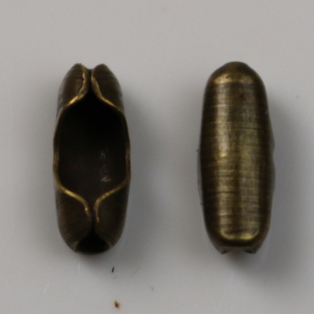 100 pcs Ball Chain Connector - 2.4mm Antique Brass Bronze - Clasp Insert type - Wholesale Lot