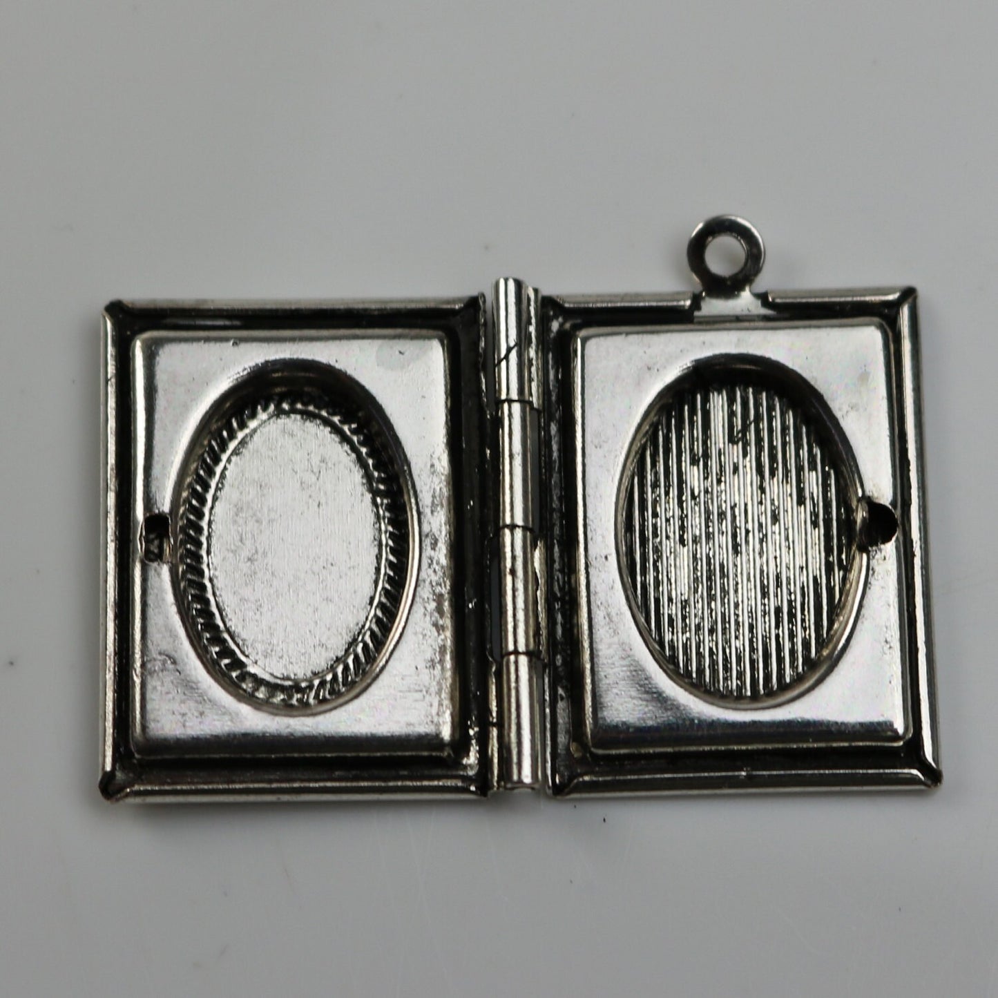 Stainless Steel / Antique Silver Book Locket Pendant Charm - 20x27mm 4.3mm thickness - Brass Locket Pendant Charm