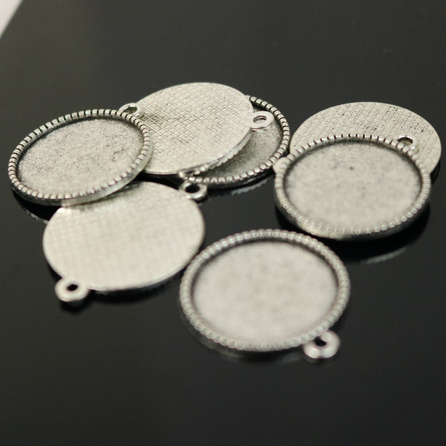 1/10/50 Pcs Round Antique Silver Bezel - for 20mm 13/16inch - Circle Pendant Blank Bezel . for Cabochon Cameo Pendants, Photo Jewelry