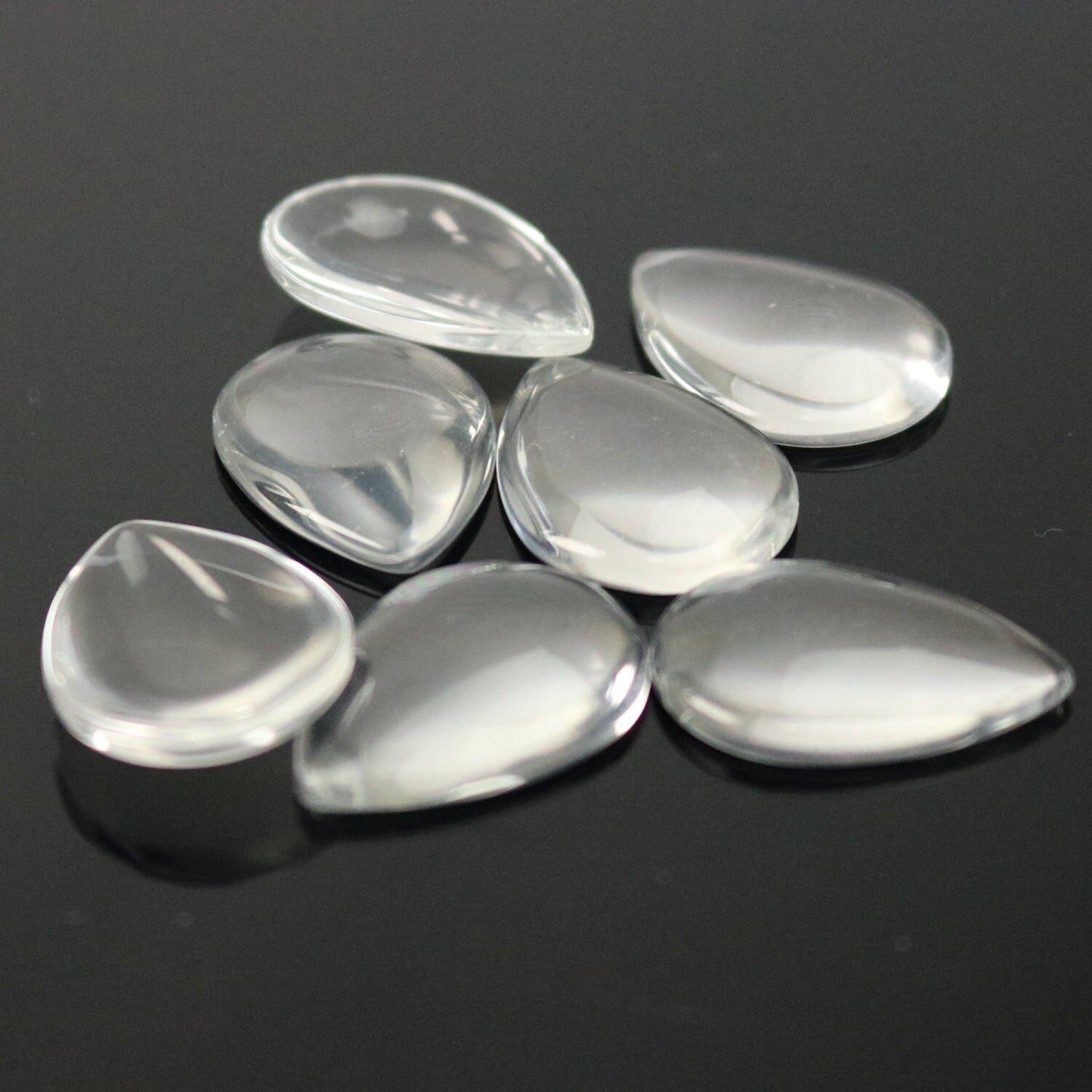 100 Glass Cabochons - 18x25mm - 5mm thickness - 3/4'x1' inch Tear Drop Magnifying Clear Glass Cabochon for Cameo Pendants, Photo Jewelry