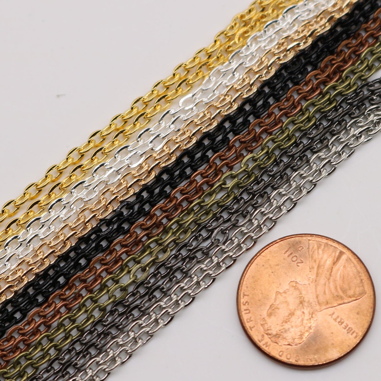 50 pcs of 24 inch Flat Cable Chain - 24K Gold Tone Plated - 2x3mm Link - Ship from California USA