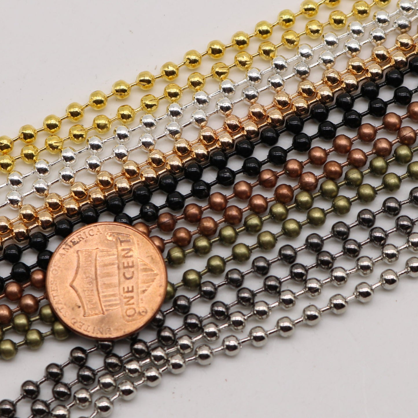 5 pcs of 24 inch Chunky Ball Chain Necklace - Gold Plated 3.2mm Ball Chain Necklace - Dog Tag Military Jewelry - from California USA