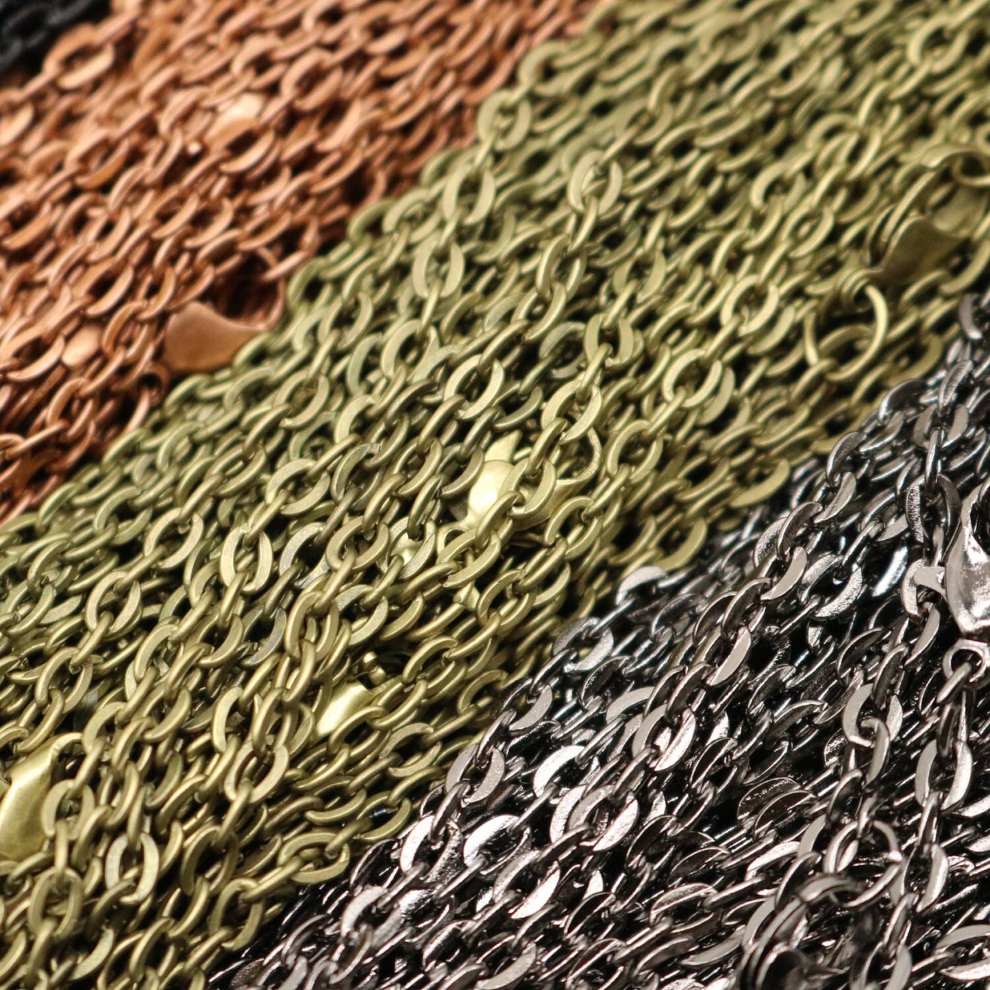 100 pcs of 24 inch 3x4mm Flat Cable Chain Mix and Match Necklace from 8 Color - Ship from California USA