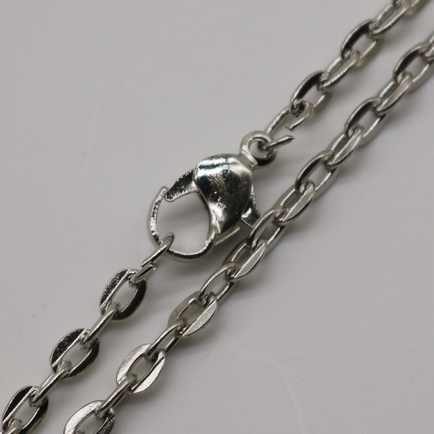 20 pcs of 24 inch Flat Cable Chain Necklace With Lobster Clasp - Rhodium Plated - 3x4mm Link - Ship from California USA