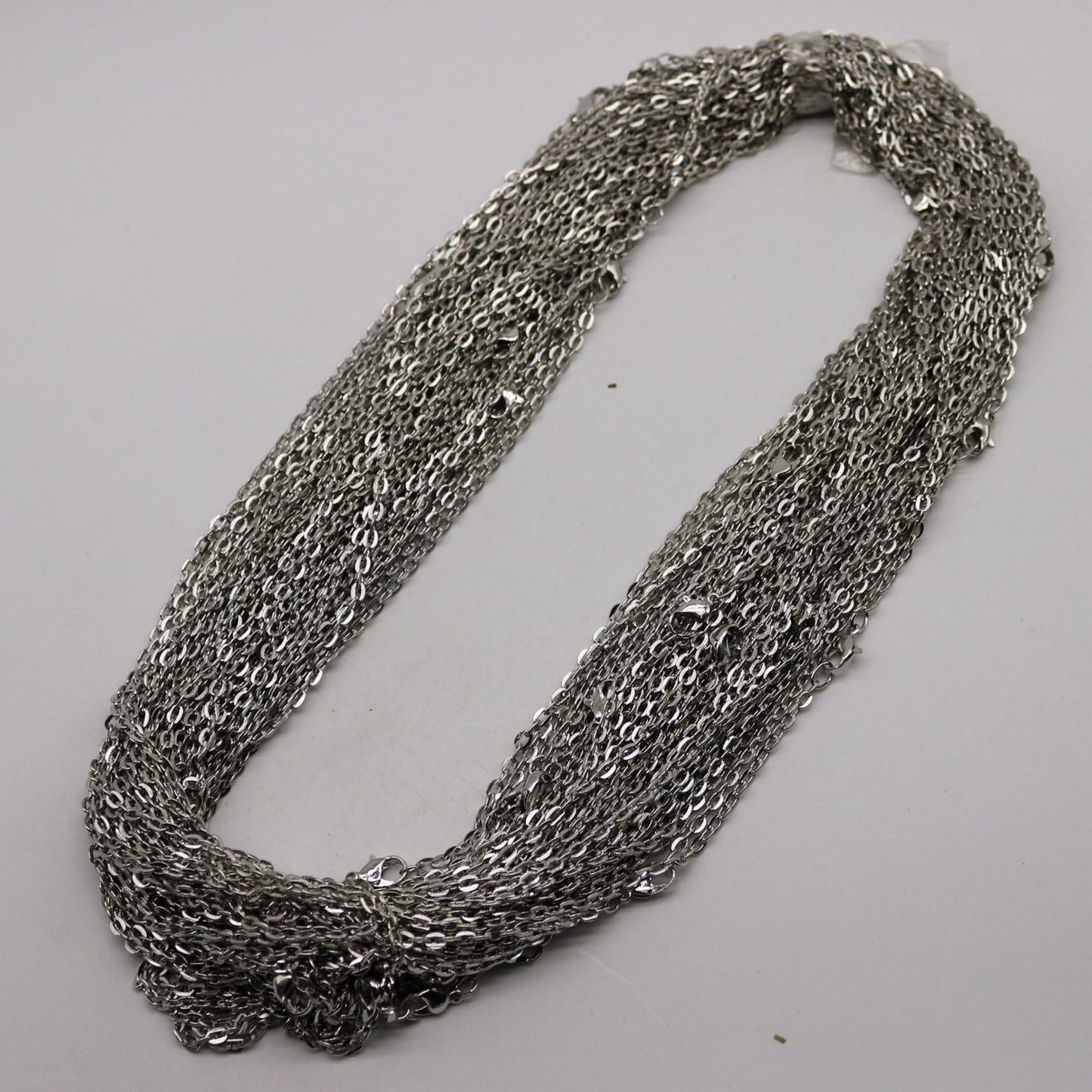 100 pcs of 24 inch Flat Cable Chain Necklace With Lobster Clasp - Rhodium Plated - 3x4mm Link - Ship from California USA