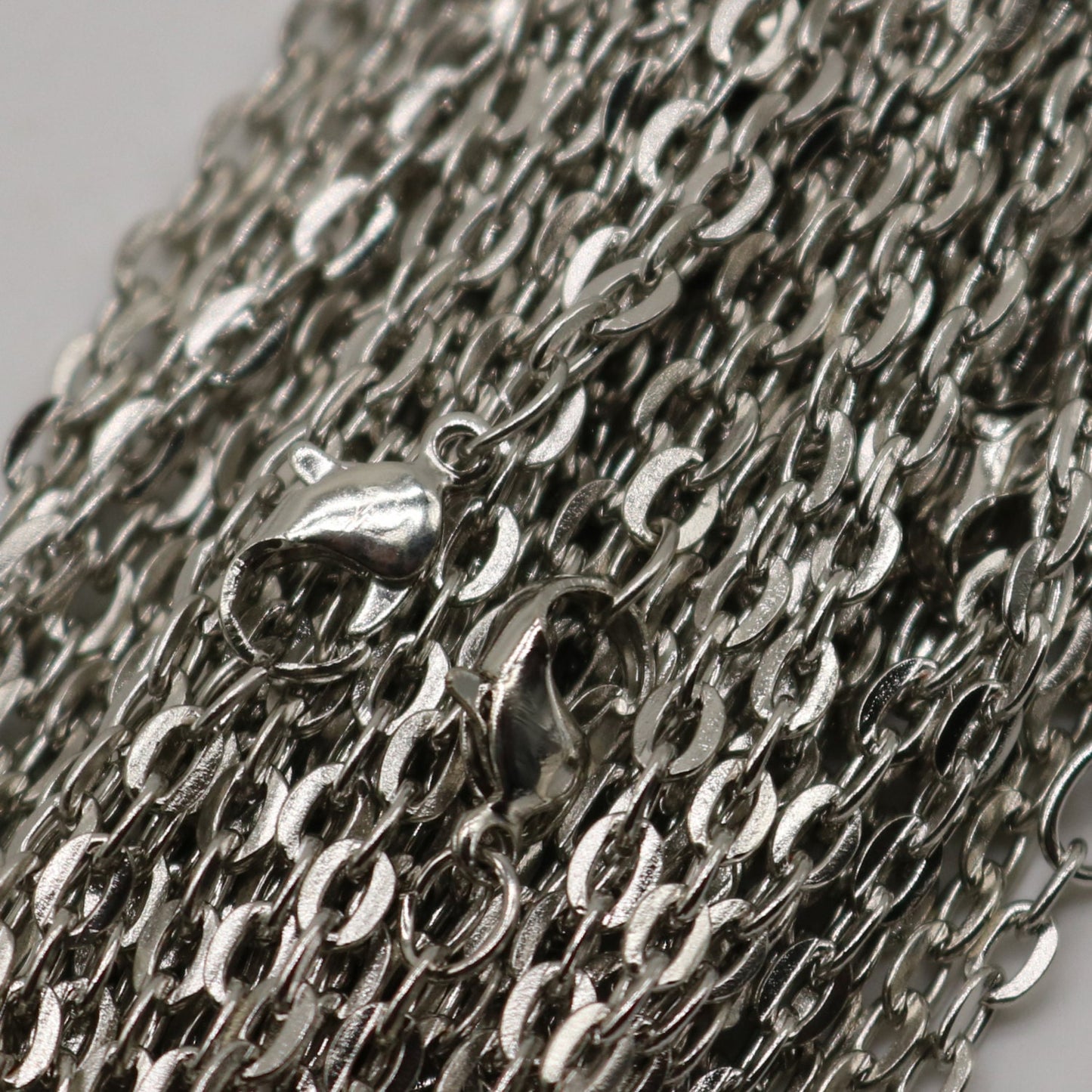20 pcs of 24 inch Flat Cable Chain Necklace With Lobster Clasp - Rhodium Plated - 3x4mm Link - Ship from California USA