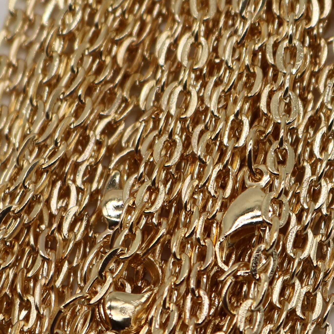 100 pcs of 24 inch Flat Cable Chain Necklace With Lobster Clasp - Champagne Gold (Rose Gold) Plated - 3x4mm Link - Ship from California USA