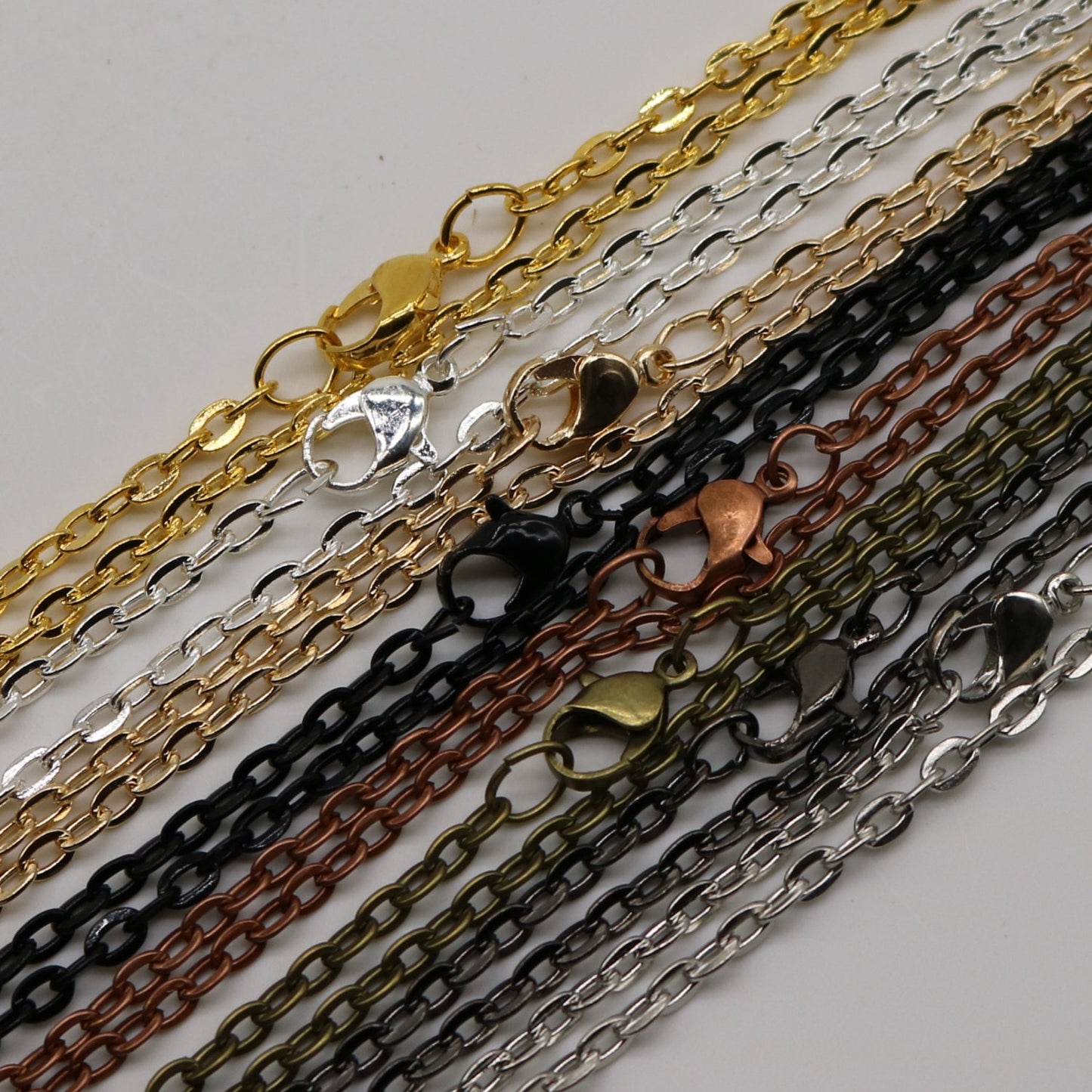 100 pcs of 24 inch 3x4mm Flat Cable Chain Mix and Match Necklace from 8 Color - Ship from California USA