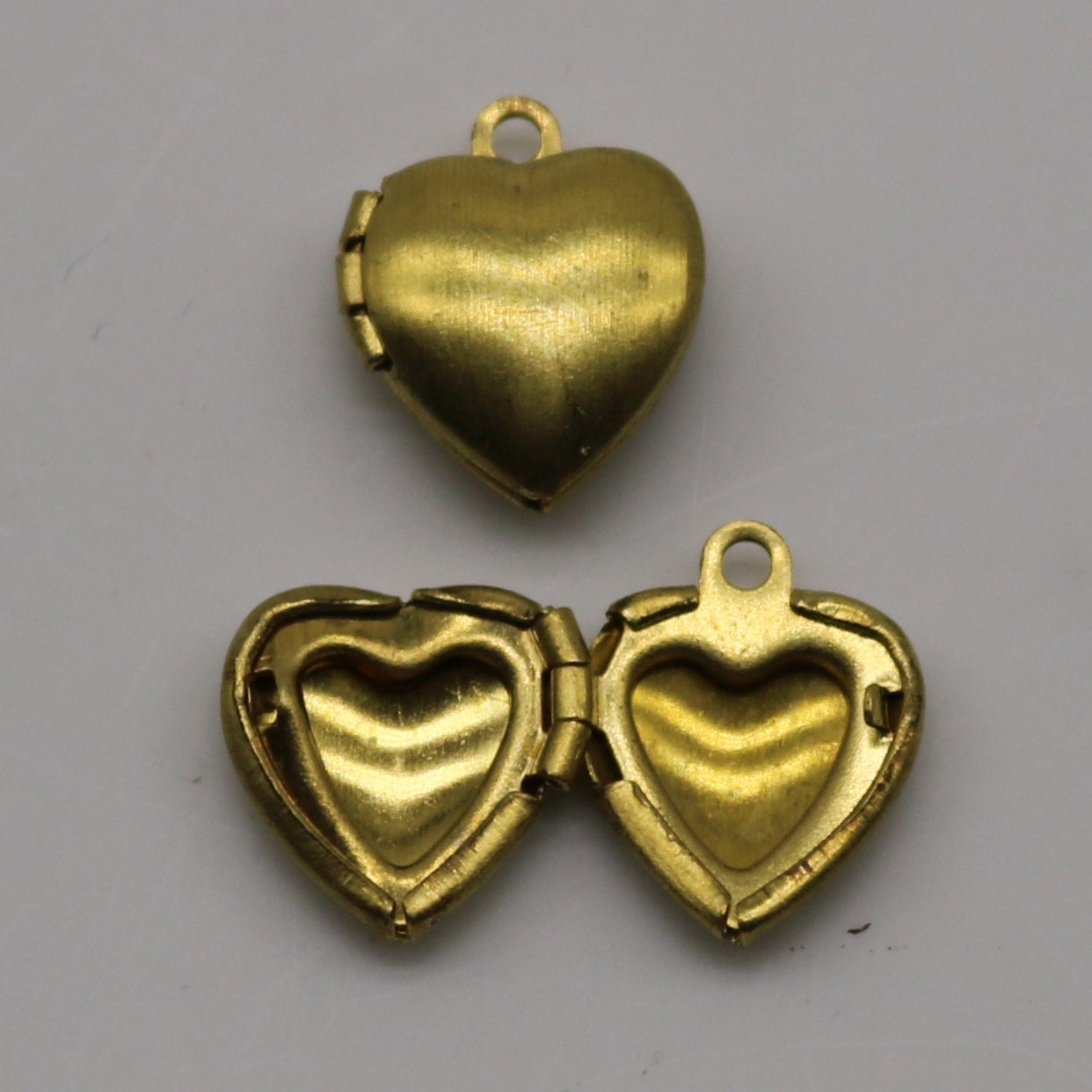 Raw BRASS Filigree Locket Plain Heart Pendant Charm Dangle - 10x12mm - Brass Locket Pendant Charm - Ship from California USA - A43