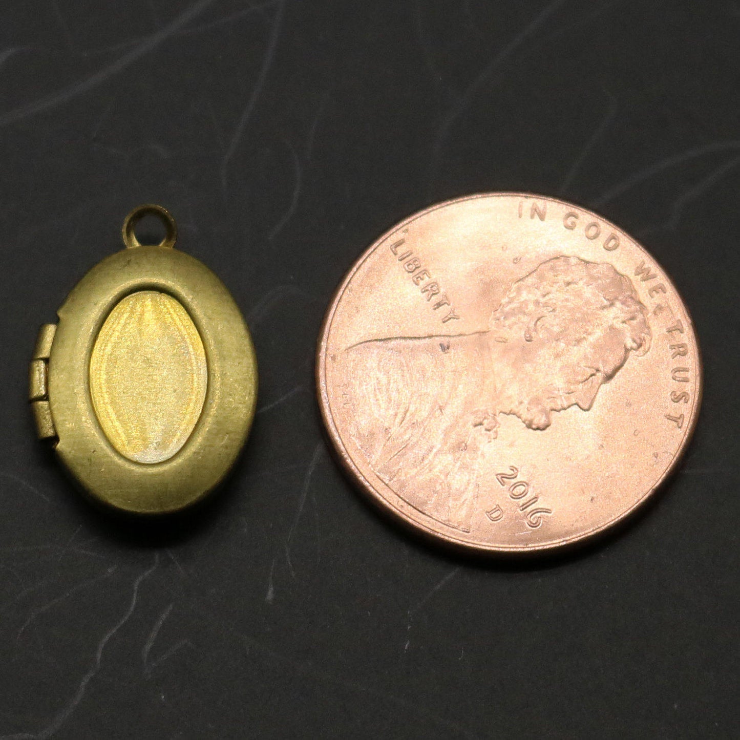 Raw BRASS Filigree Locket Oval Pendant Charm Dangle - 11x16mm - Brass Locket Pendant Charm - Ship from California USA - B1