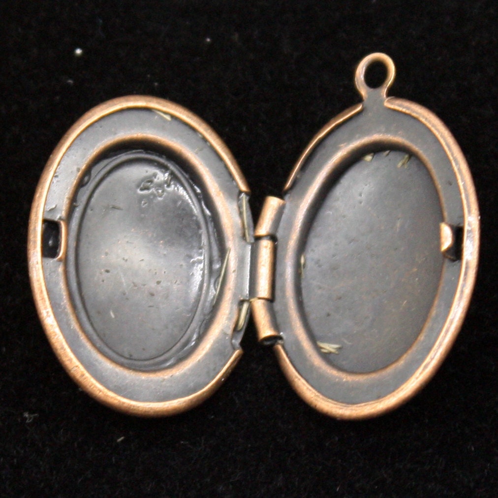 5 pcs Antique COPPER Filigree Locket Oval Pendant Charm Dangle - 16x19mm - Brass Locket Pendant Charm - Ship from California USA - B43