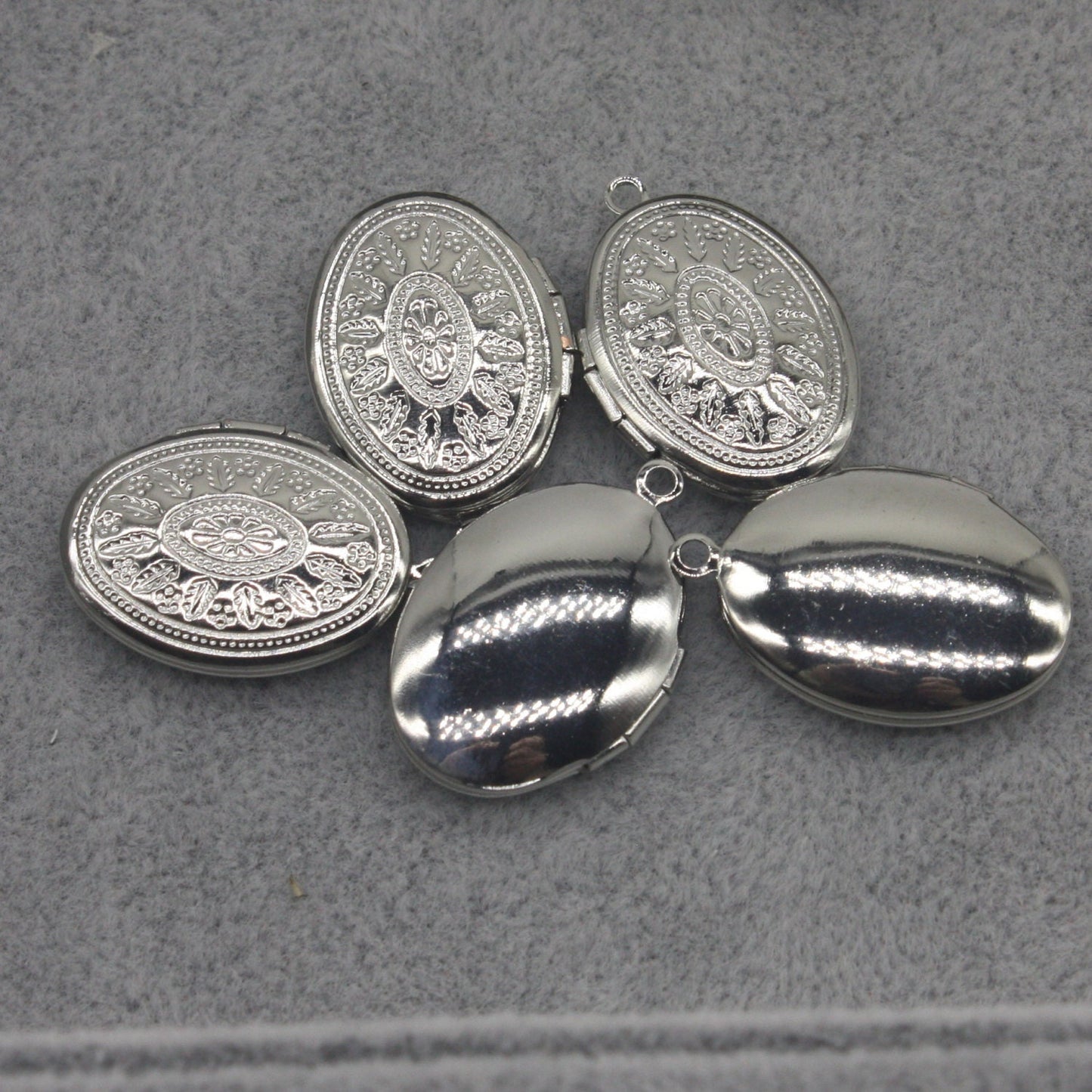 Rhodium Plated Filigree Locket Oval Pendant Maya Pattern Charm Dangle - 16x19mm - Locket Pendant Charm - Ship from California USA -B19