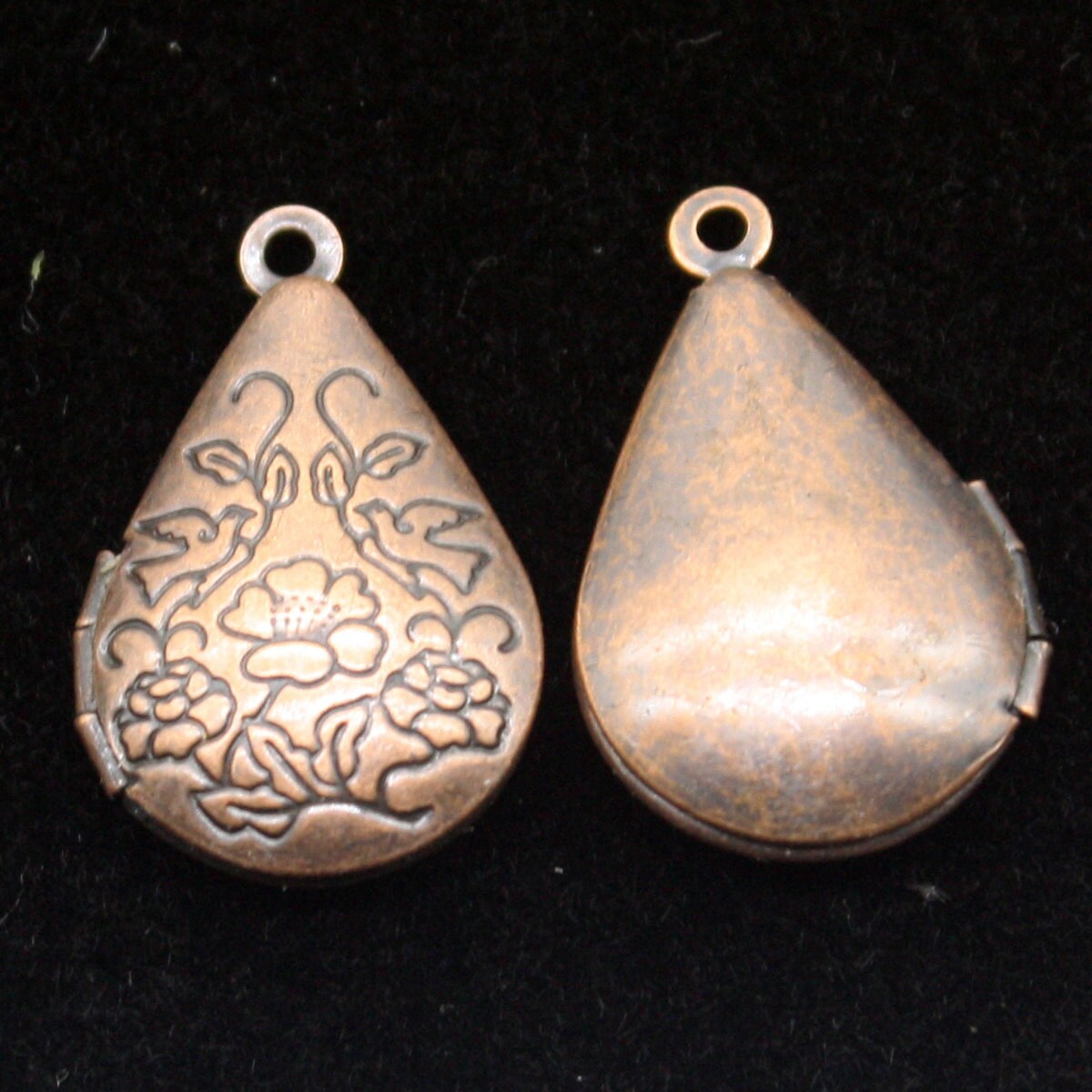 5 pcs Antique COPPER Filigree FLOWER Teardrop Locket Pendant Charm Dangle - 20x24mm - Brass Locket Pendant - Ship from California USA - E8