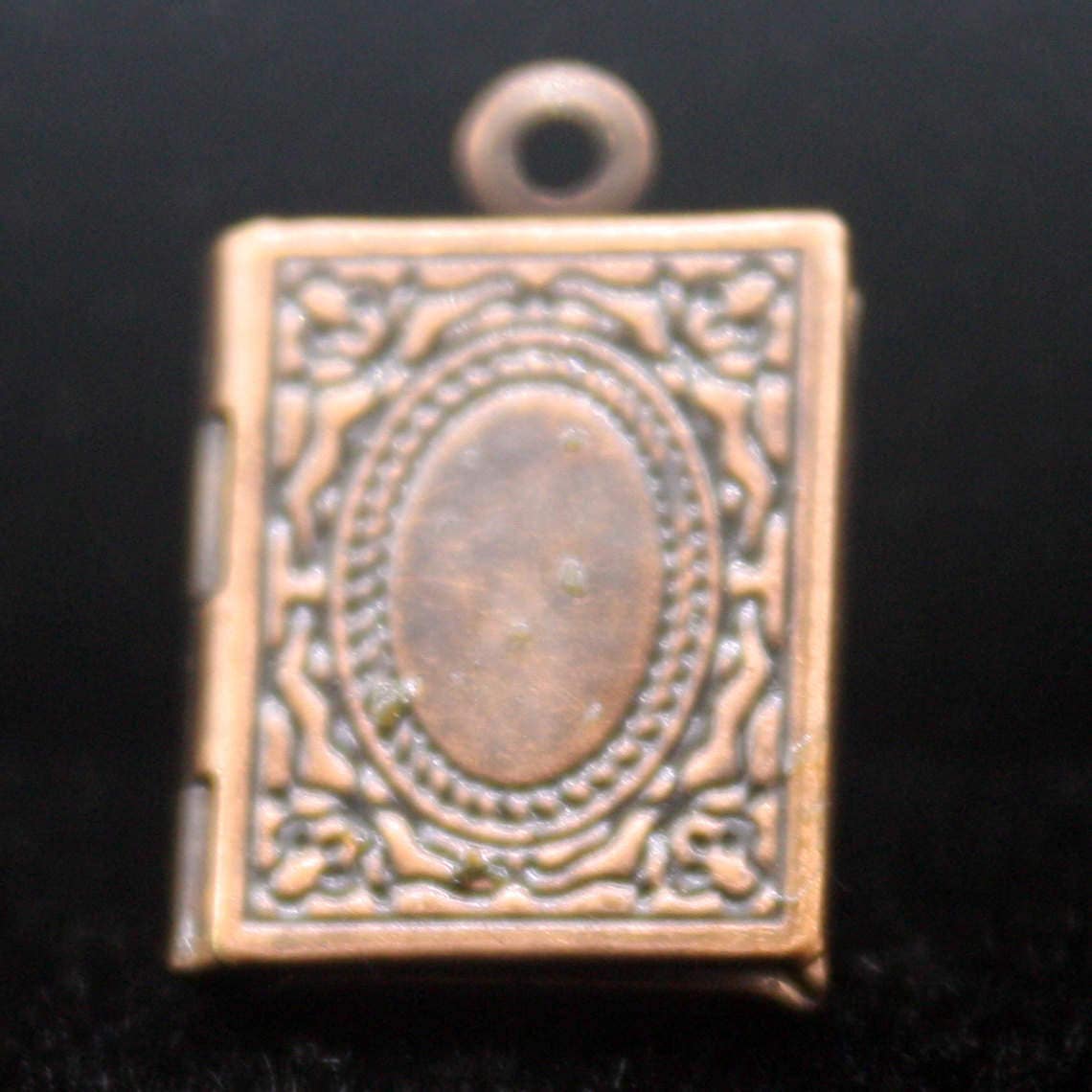 Antique COPPER Small Book Locket Pendant Charm - 12x18mm - Brass Locket Pendant Charm - Ship from California USA - C7