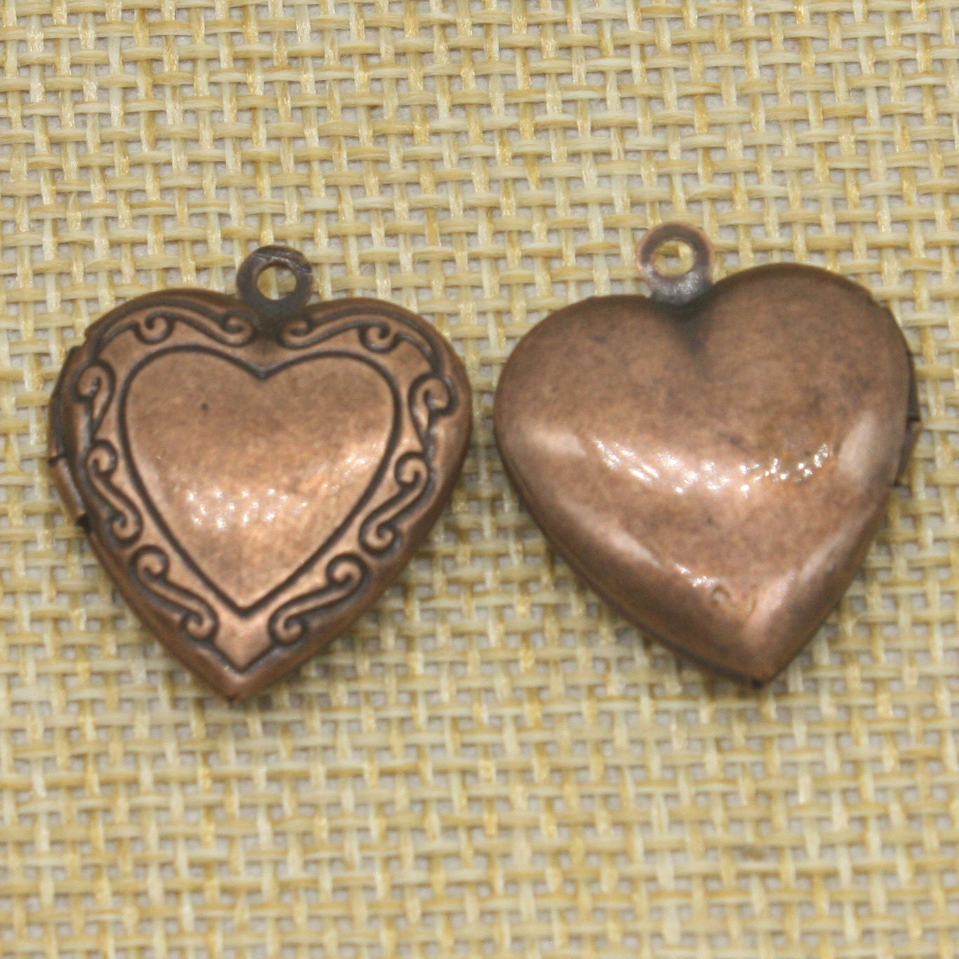5 pcs Antique COPPER Heart Filigree Locket Pendant Charm - 20mm x 20mm - Brass Locket Pendant Charm - Ship from California USA - A3