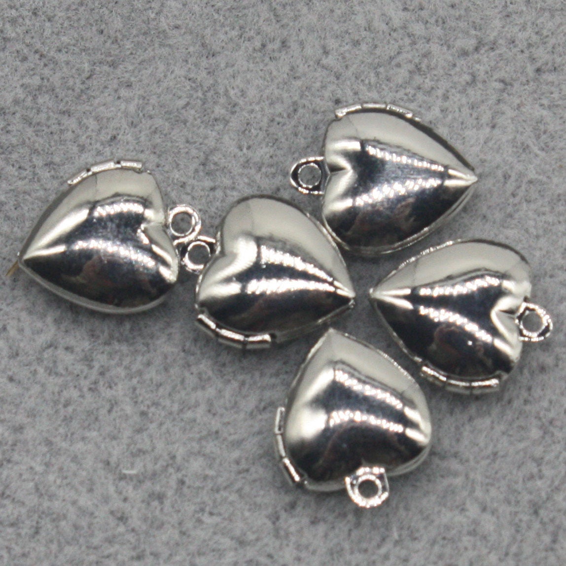 10 pcs Rhodium Plated Filigree Locket Plain Heart Pendant Charm - 10x12mm - Brass Locket Pendant Charm - Ship from California USA - A43