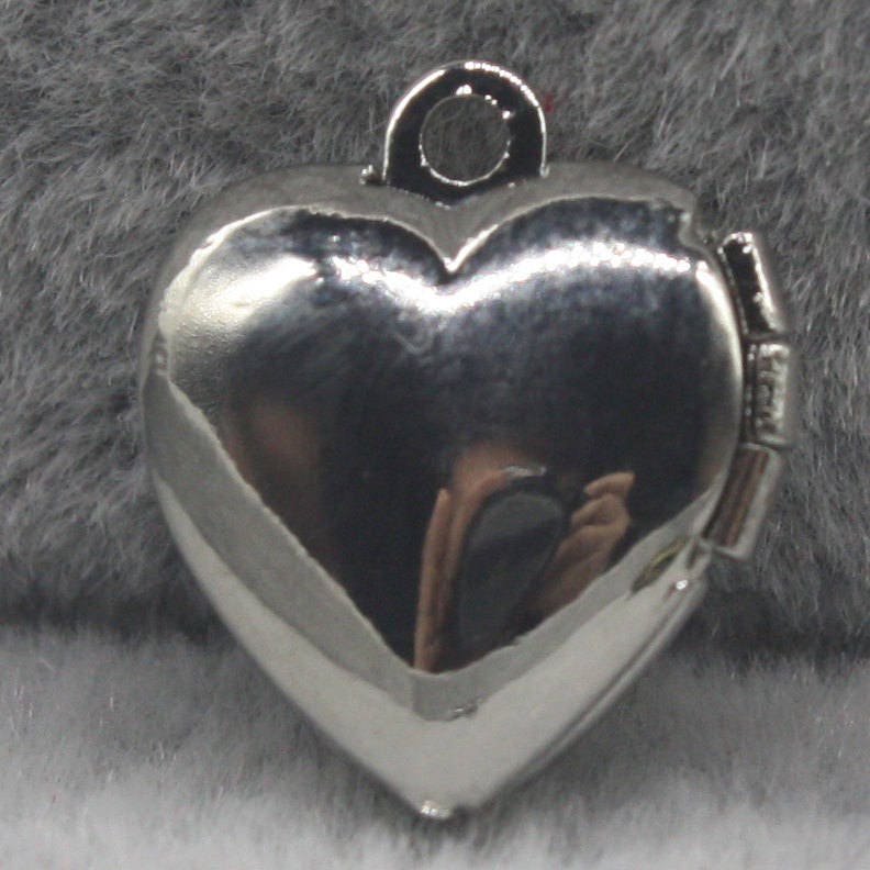 10 pcs Rhodium Plated Filigree Locket Plain Heart Pendant Charm - 10x12mm - Brass Locket Pendant Charm - Ship from California USA - A43