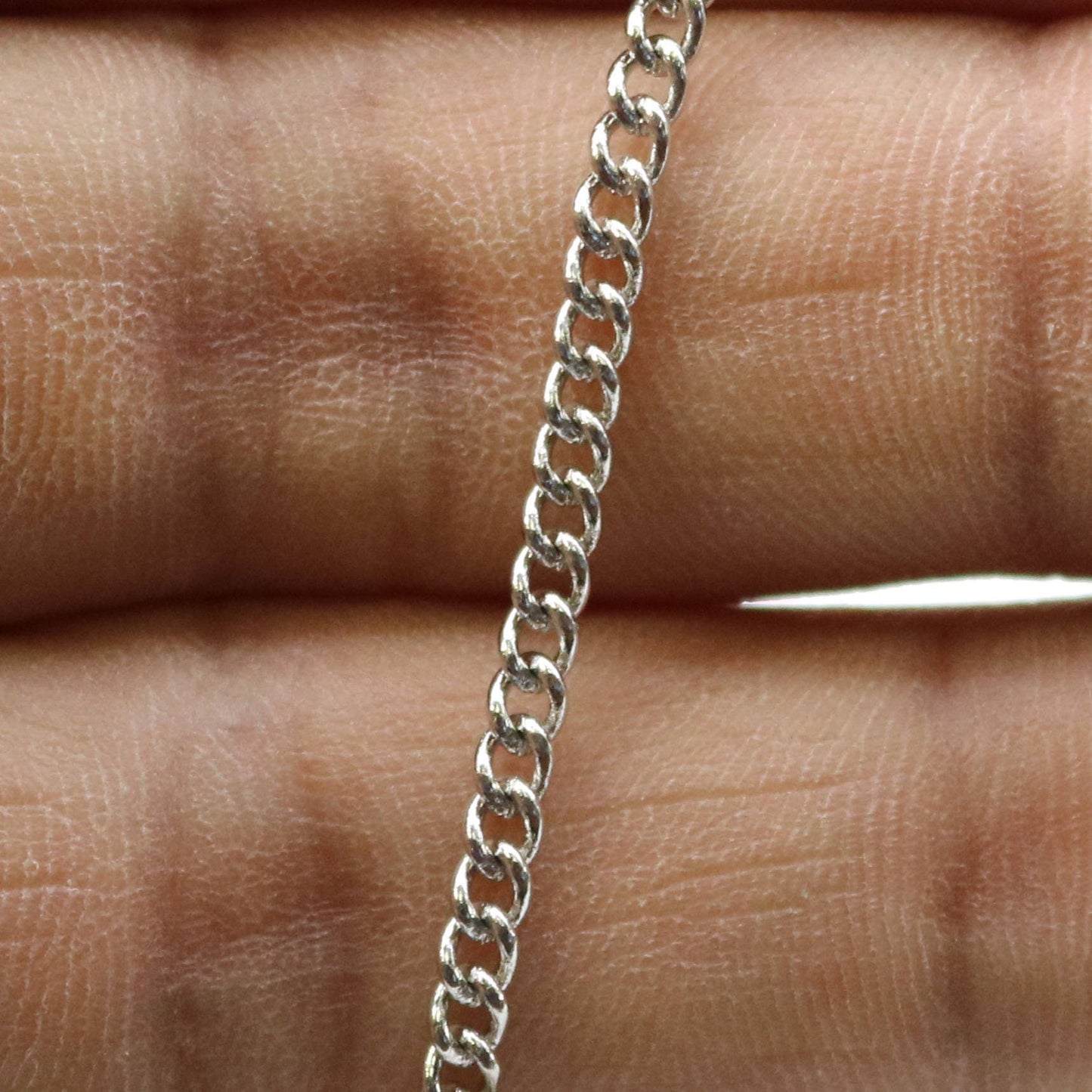 10 feet of Rhodium Plated SOLDERED FACET sturdy Chunky Curb Chain - 2.7mm width Solder link - with Free Jumpring (10 pcs) - 2.7F