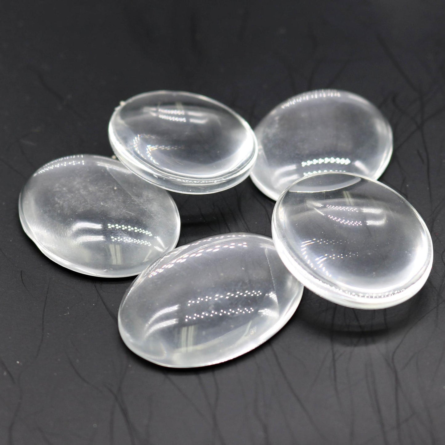 Pendant BEZELS with GLASS Magnifying OVAL Domes Cabochon - 5 sets 10 pcs - for 30x40mm Cabochon - Antique Silver Bezel and Glass Cabochon