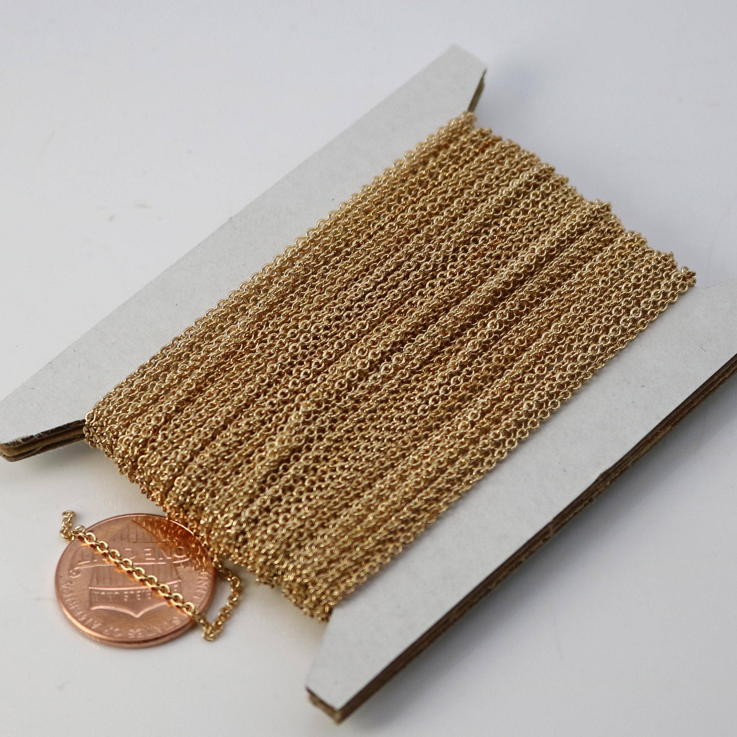 Champagne Gold (Pinky Gold) Plated Cable Chain Bulk, 10 ft of Tiny Round SOLDERED Cable Chain 1.6x1.4mm- Free Jump Rings 10 pcs - 1614S