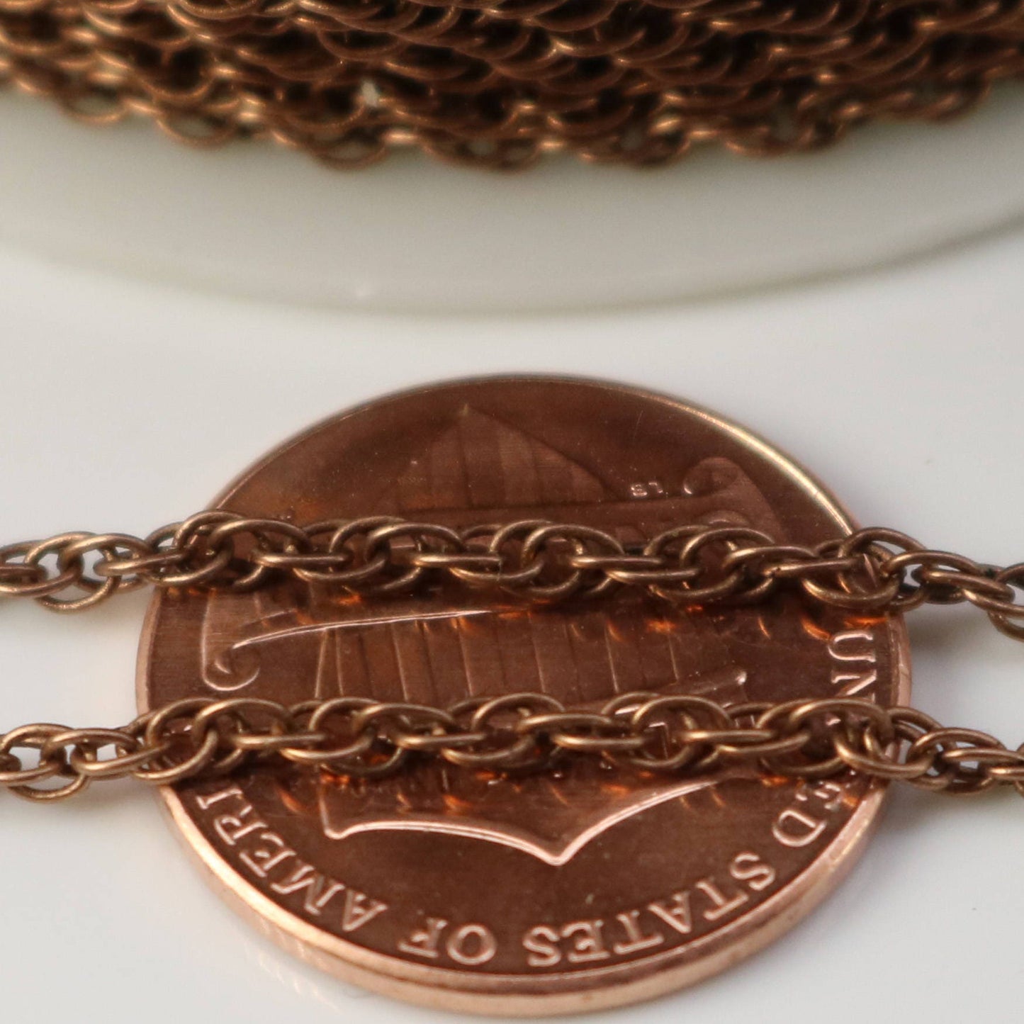 NEWnew 32 feet spool of Antique Copper Plated SOLDERED ROPE Twisted Curb Chain - 2.0mm width Solder link -with Free Matching Jumpring(50pcs)