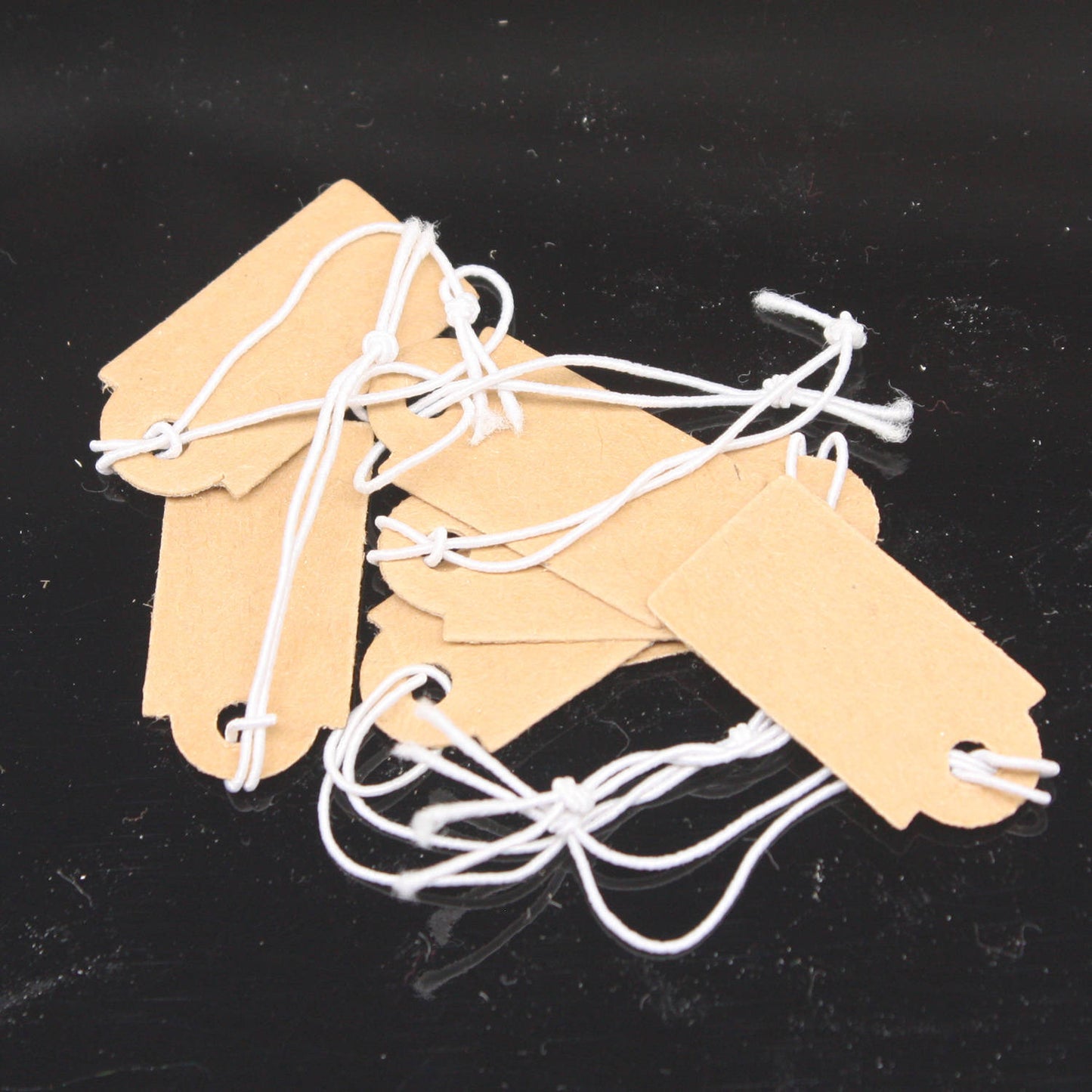 50/100/250/500 pcs of Jewelry - 1/2" x 1" - 13 x 26 mm - Brown/White - Pre-strung Tags Elastic String - Price Hang Tag ID Label