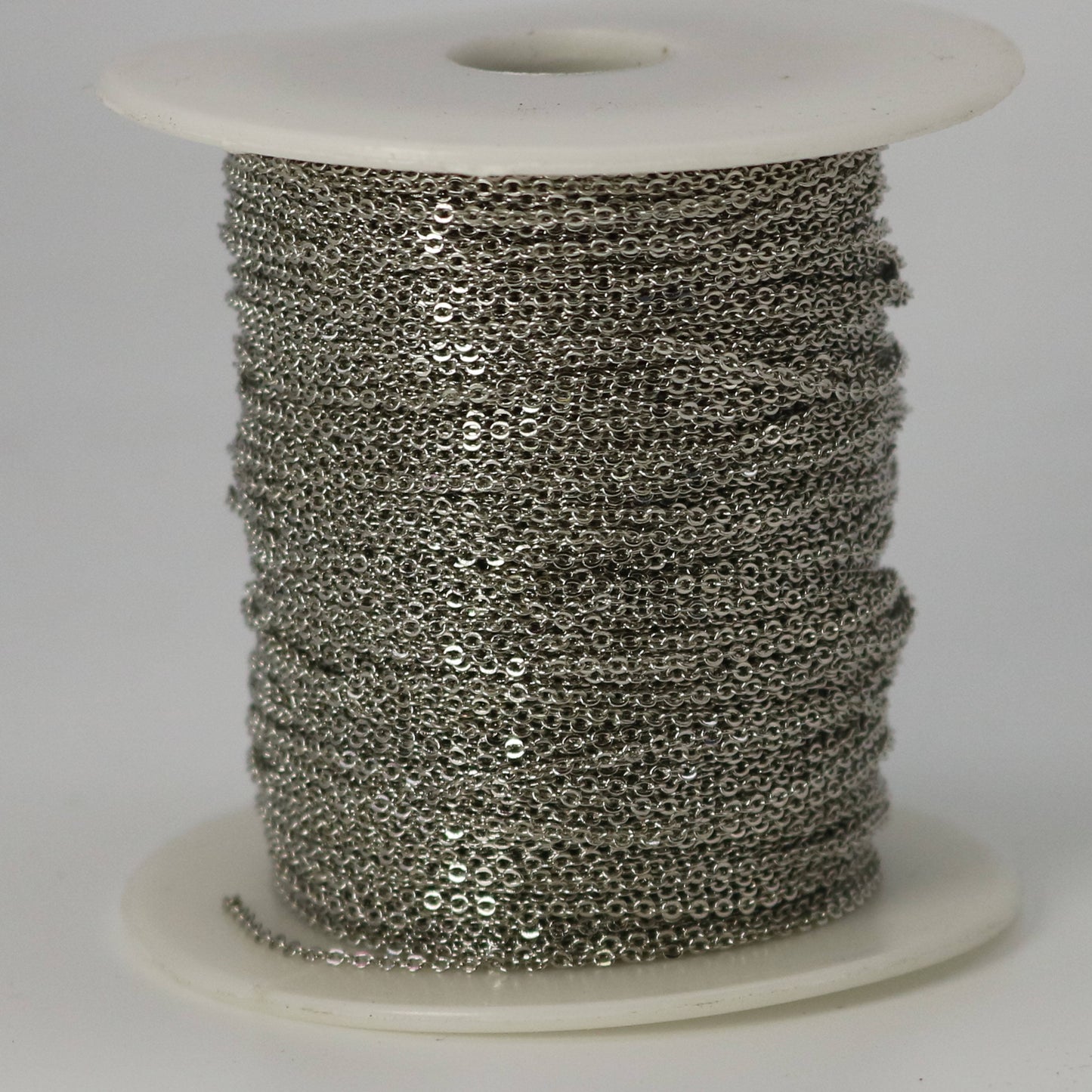 300 feet Rhodium Plated Micro Flat Chain - 1.5x1.2mm SOLDER Chain - little Small Flat Soldered Cable - Ship from California USA - 1512F