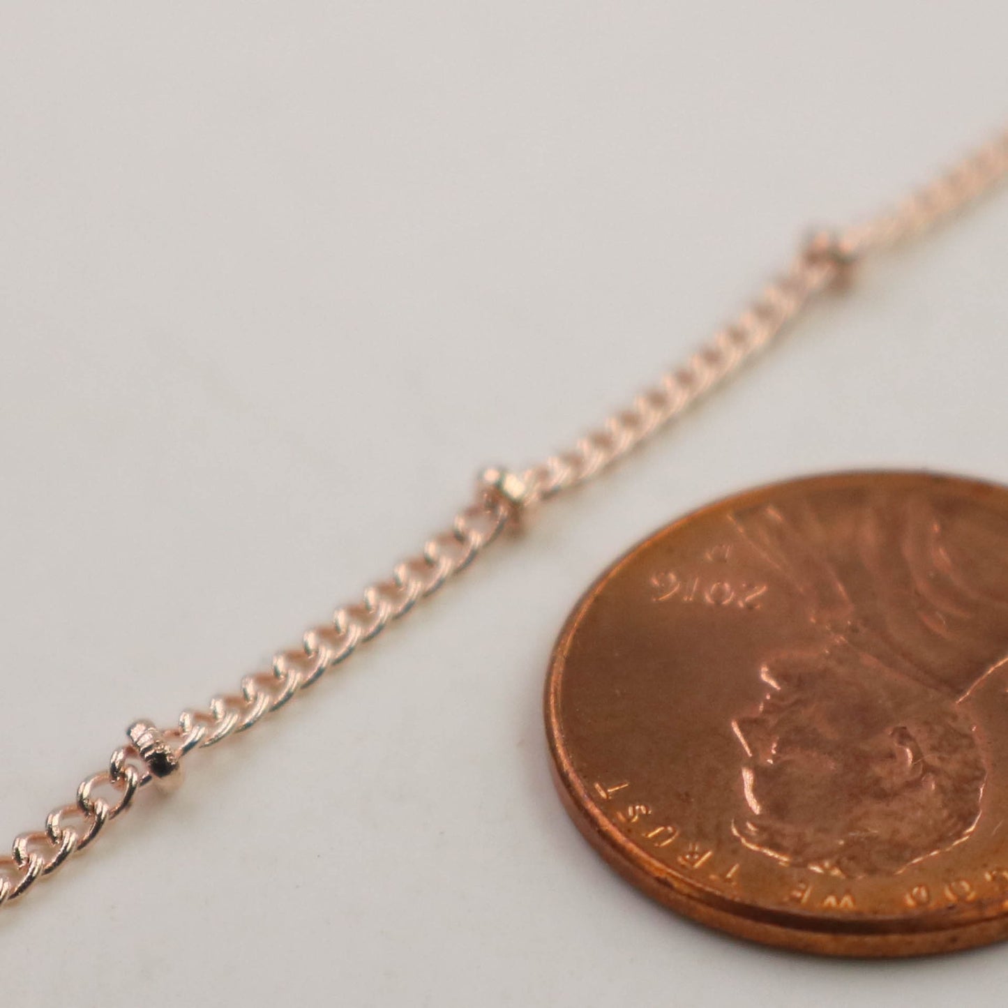 100 feet ROSE Gold Plated BALL Solder Curb Chain - 1.6mm - Tiny Satellite Solder Curb Chain - Free Jumpring (100pcs) - 1.6SAT