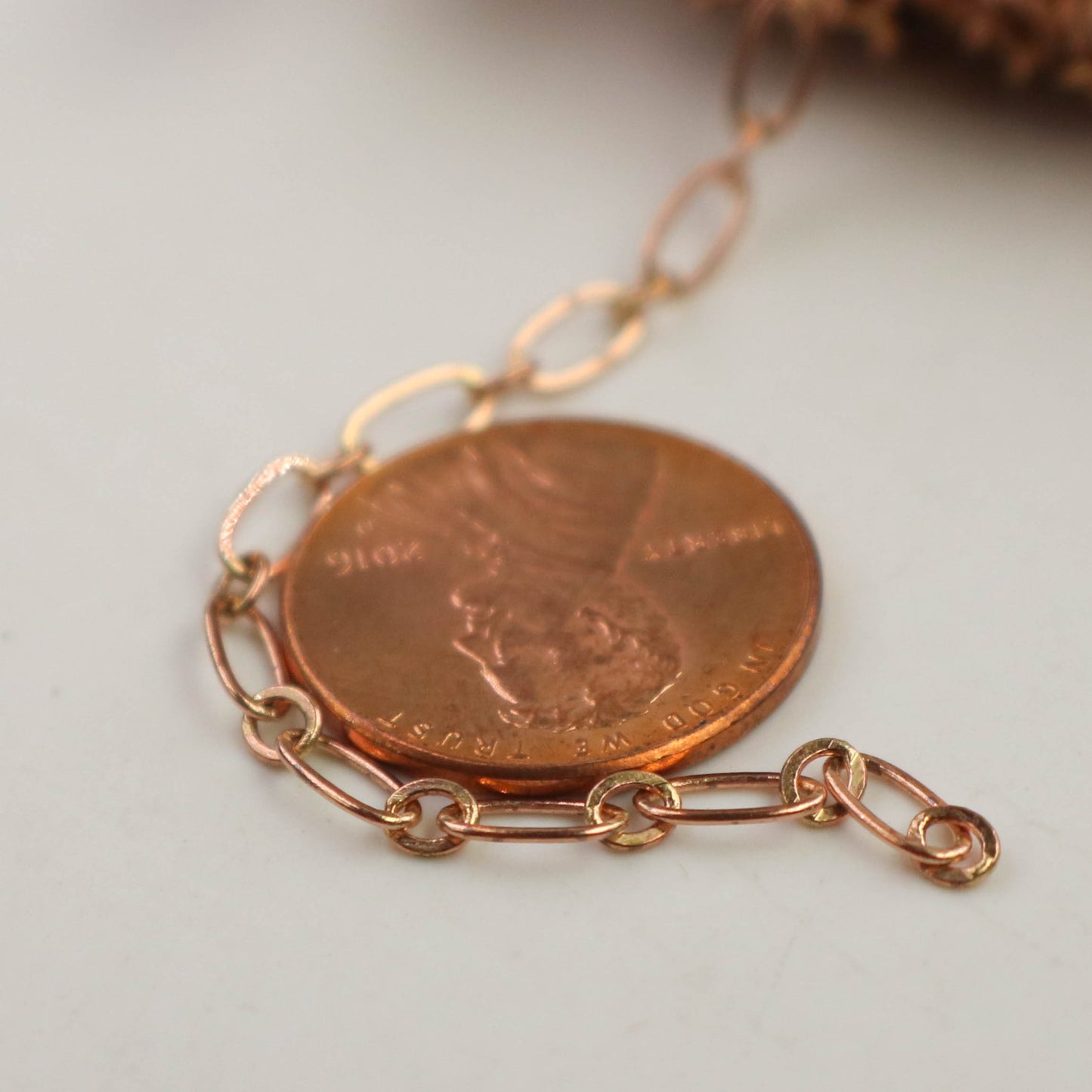 New Sample Lot 3 feet of Raw Brass (Copper Color) Chain Bulk, ( 1 and 1 ) Long and Short Chain Flat Cable Chain Necklace - 6.3 N 4mm - SOLDERED 3429LS11