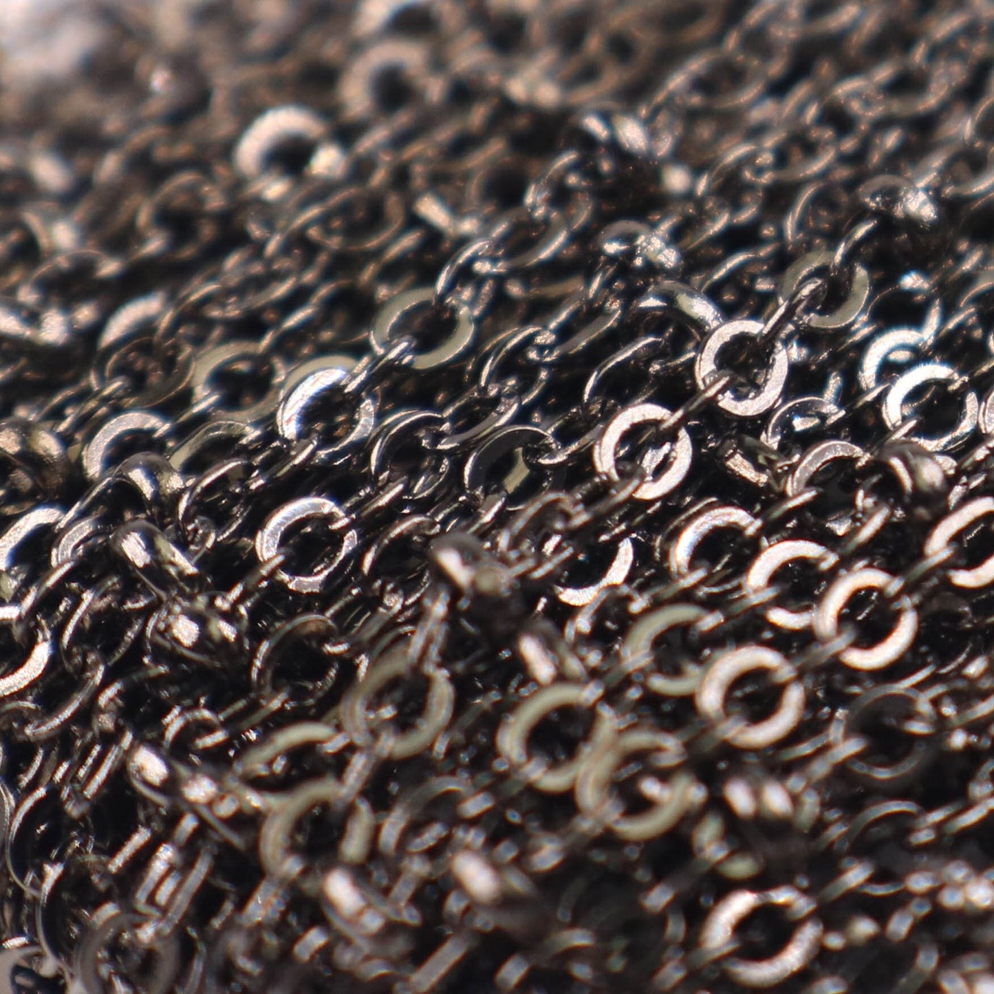 32 ft Gunmetal Satellite Chain Flat BALL Chain - 3x1.7mm SOLDERED link - Tiny Small Ball Flat Cable Chain - Bulk - 317SAT