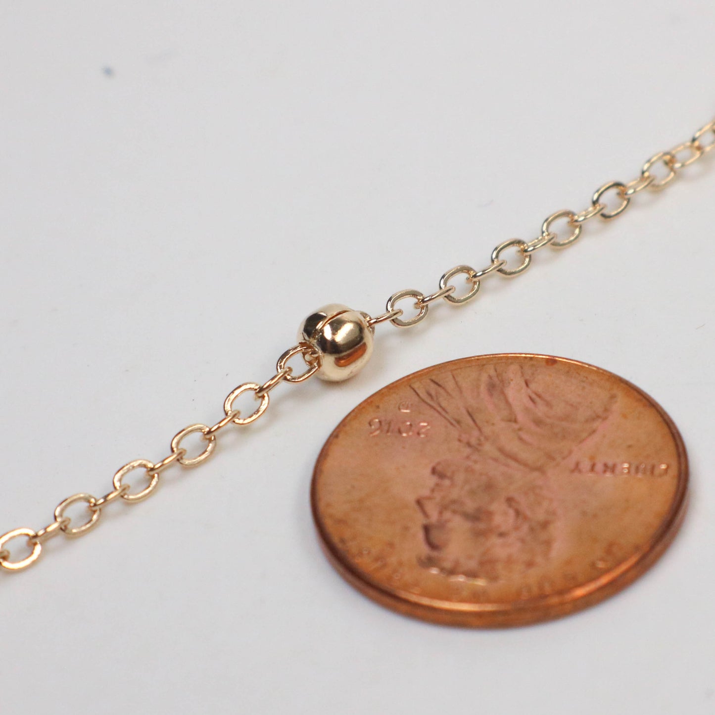 100 feet of Champagne Gold (Pinky Gold) Plated Satellite LARGE Ball Bead Solder Cable Chain - 3x1.7mm Link - 4mm Ball 317BBSAT