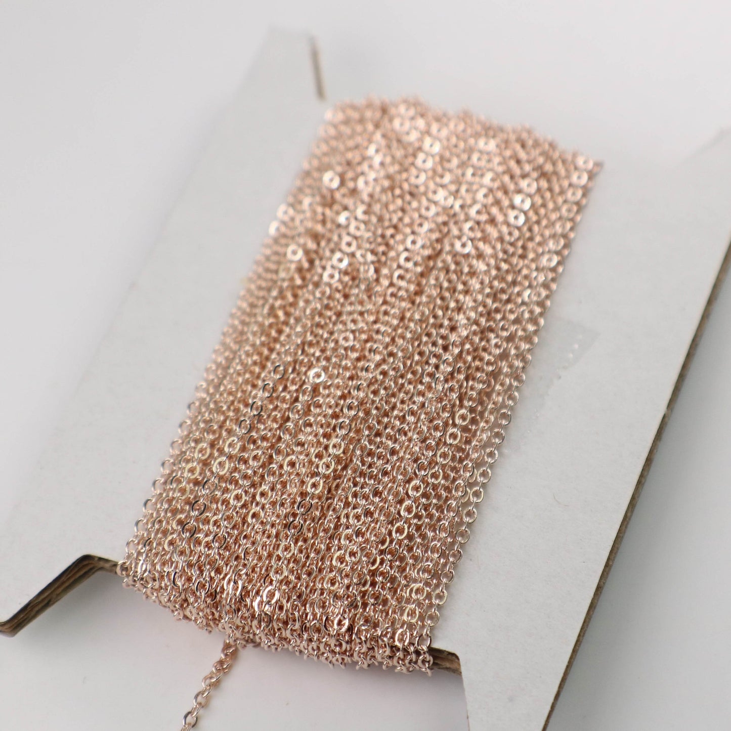 Sample 3 ft of ROSE Gold Flat Chain - 2.4x1.7mm SOLDER Cable Chain - Rose Gold Plated little Oval Flat Soldered Cable Chain - 2417F