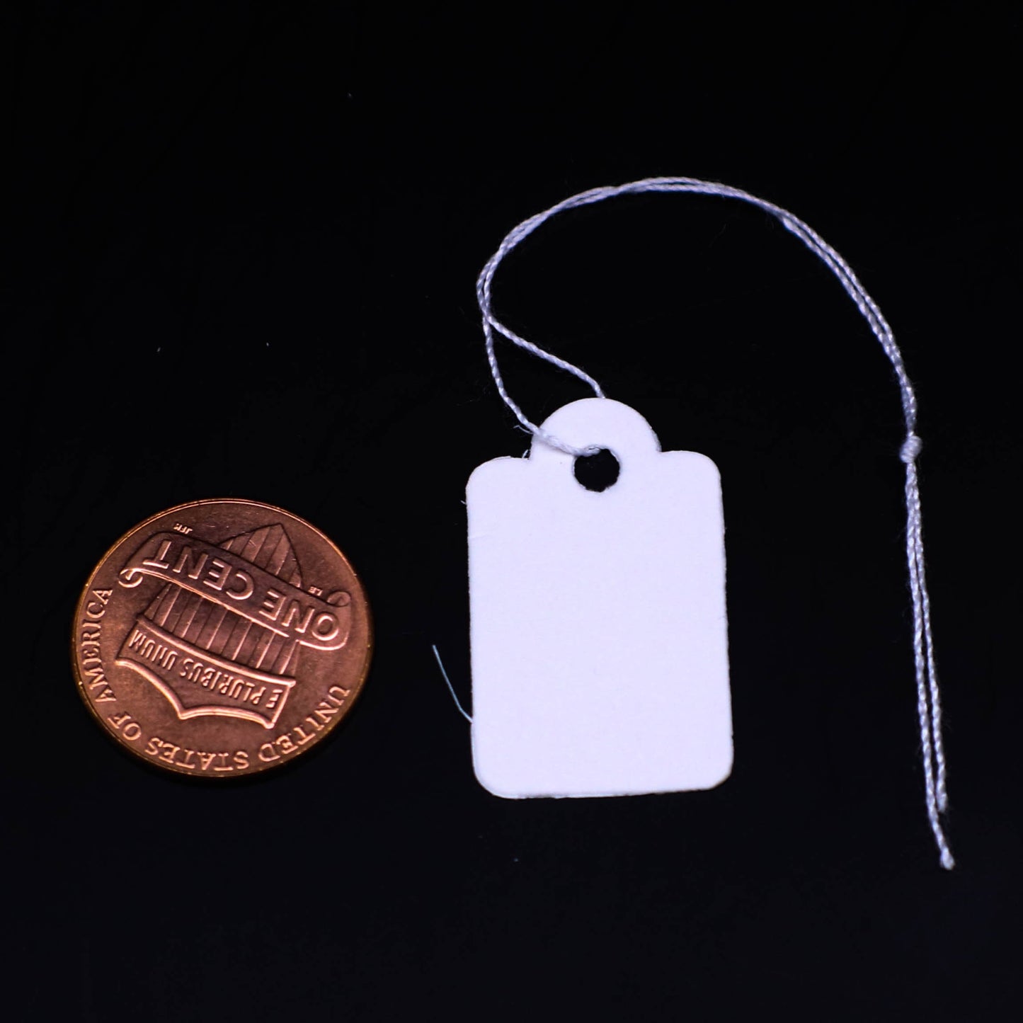 500 pcs of Jewelry Price Tags - approx 1" x 5/8" - 26 x 16 mm - White Rectangular Tags - Pre-strung Tags Cotton String - Hang Tag ID Label