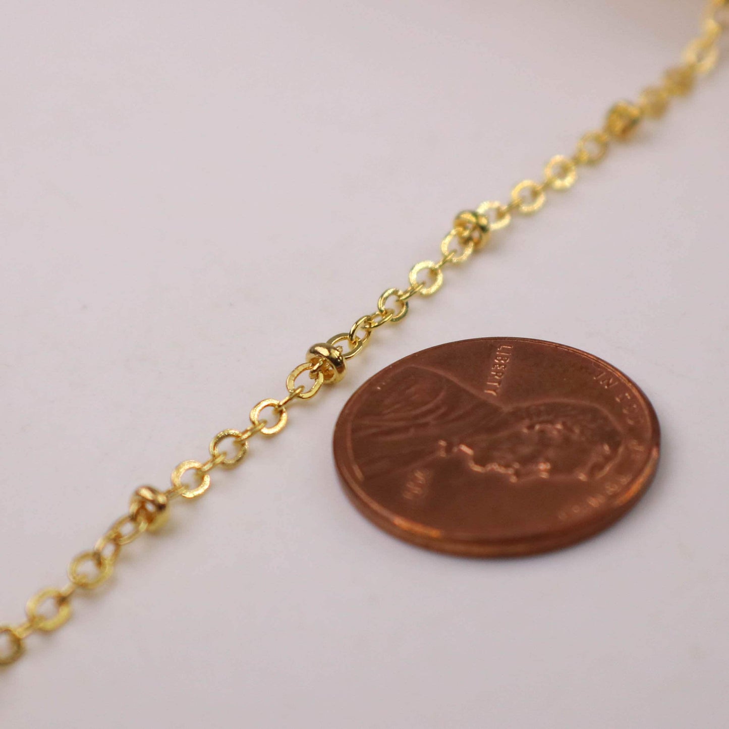 New Sample 3 ft Gold Plated Satellite Chain Flat BALL Chain - 3x1.7mm SOLDERED link - Tiny Small Ball Flat Cable Chain - Bulk 317SAT