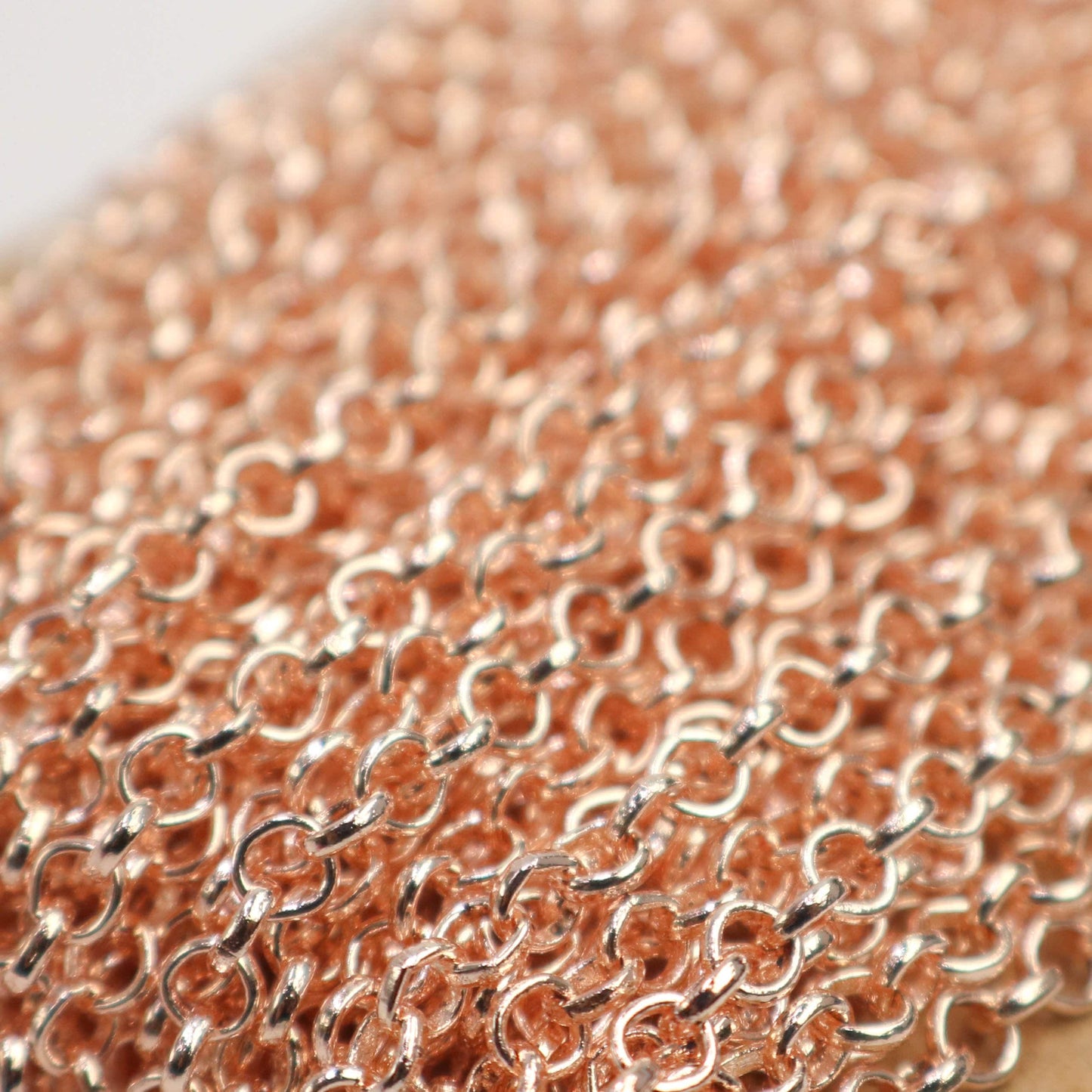 New 100 Feet of ROSE Gold Plated Rolo Chain bulk ROLO cable chain - 3.1mm SOLDERED Links - Chain - 3.1BL
