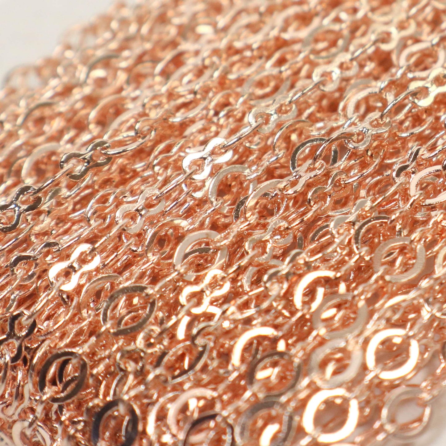 New 32 feet spool of ROSE Gold Plated SOLDERED Tiny Large Figure 8 Connector Chain - 4x3mm Soldered Links - 843F