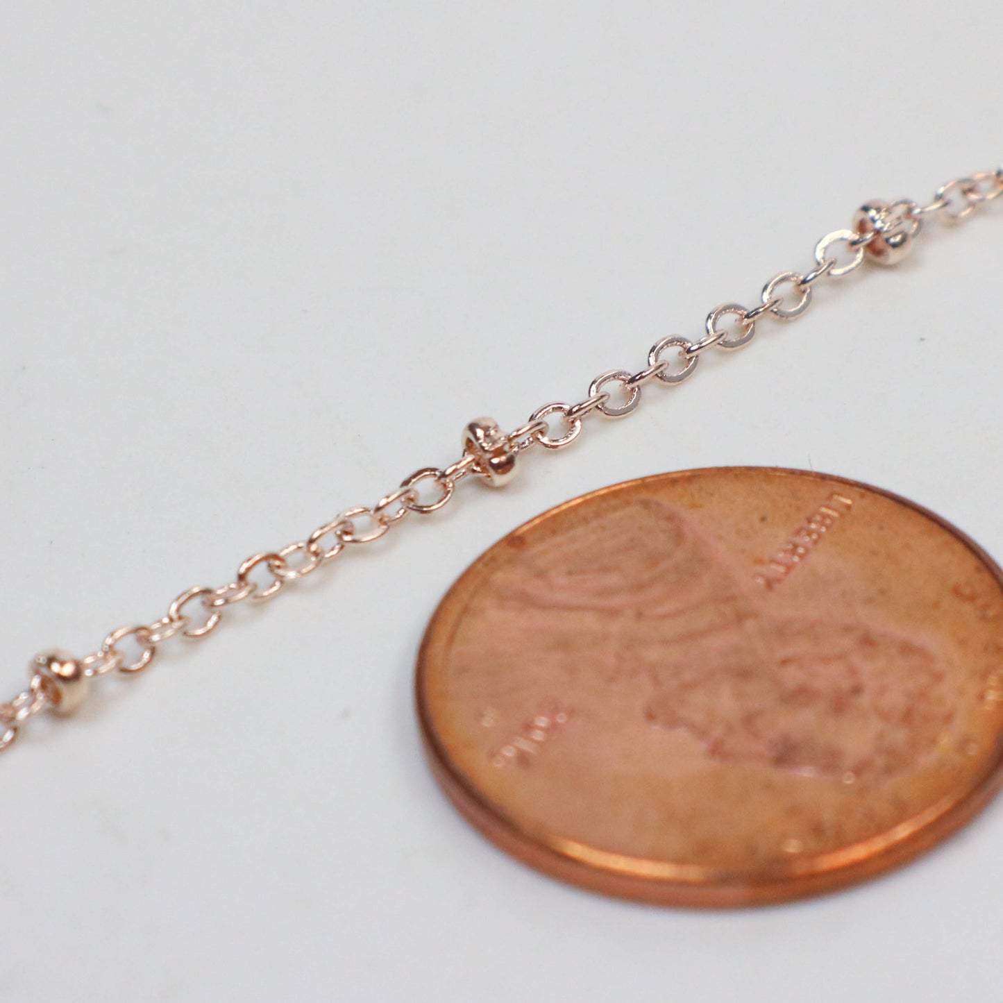 New 100 feet ROSE Gold Plated Satellite Chain Flat BALL Chain - 2.4x1.7mm SOLDERED link - Tiny Small Ball Flat Cable Chain - 2417SAT