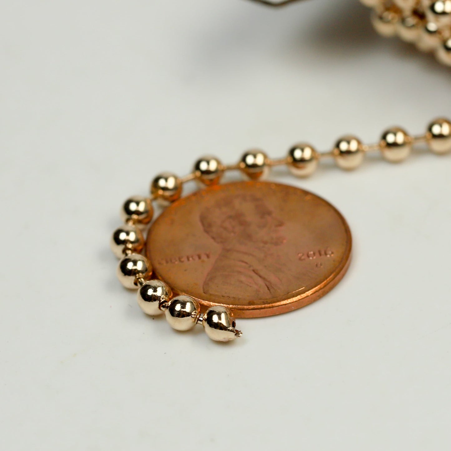 Sample 3 ft spool of Pinky Gold Champagne Gold Plated BIG ball chain - 3.2mm with 3 connector(Insert)