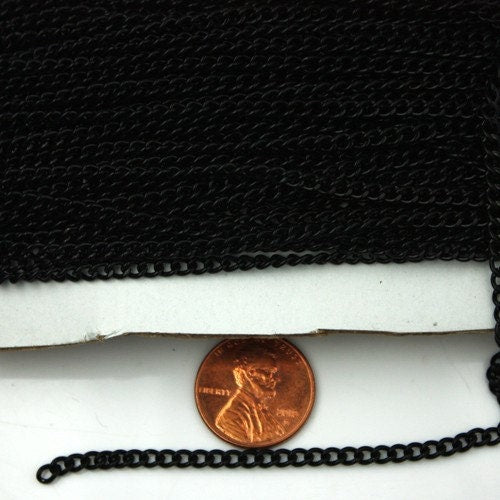 100ft of Black curb chain 3.0mm - unsoldered Links - ship from California USA