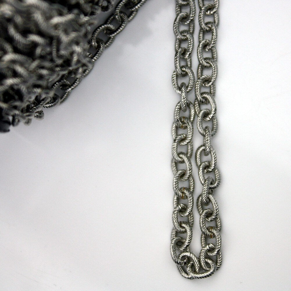 10 ft of Antique Silver finished oval texture cable chain - 8x6mm - soldered link