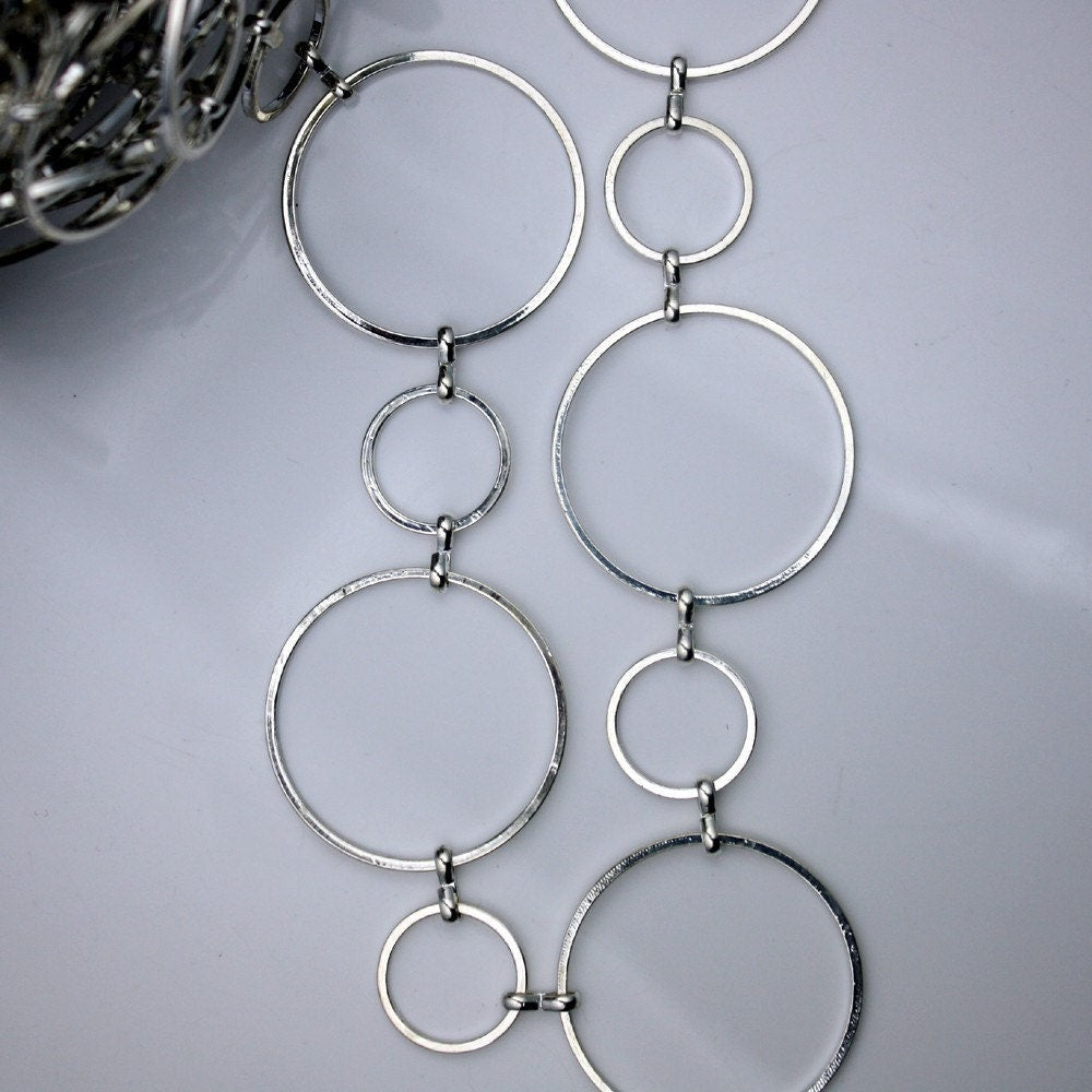 5 Ft. Sterling Silver Plated BIG Circle Quick Links Chain - 30mm 15mm - 1.0mm Thickness