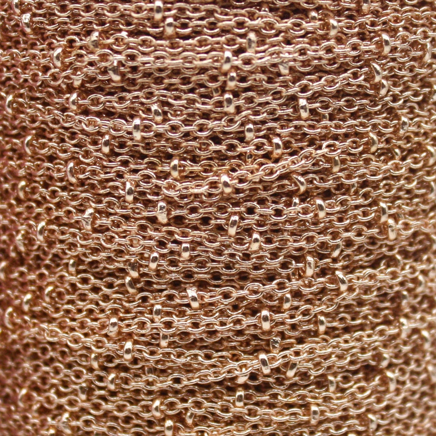 32 feet TARNISH Resistant Free SATELLITE Champagne/Pinky Gold Plated Ball Cable Chain - 2.0x1.4mm SOLDER - AT2014SAT