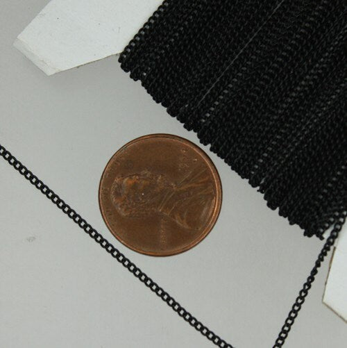 32 ft spool of Black Finished over brass tiny curb chain - 1.3mm soldered link