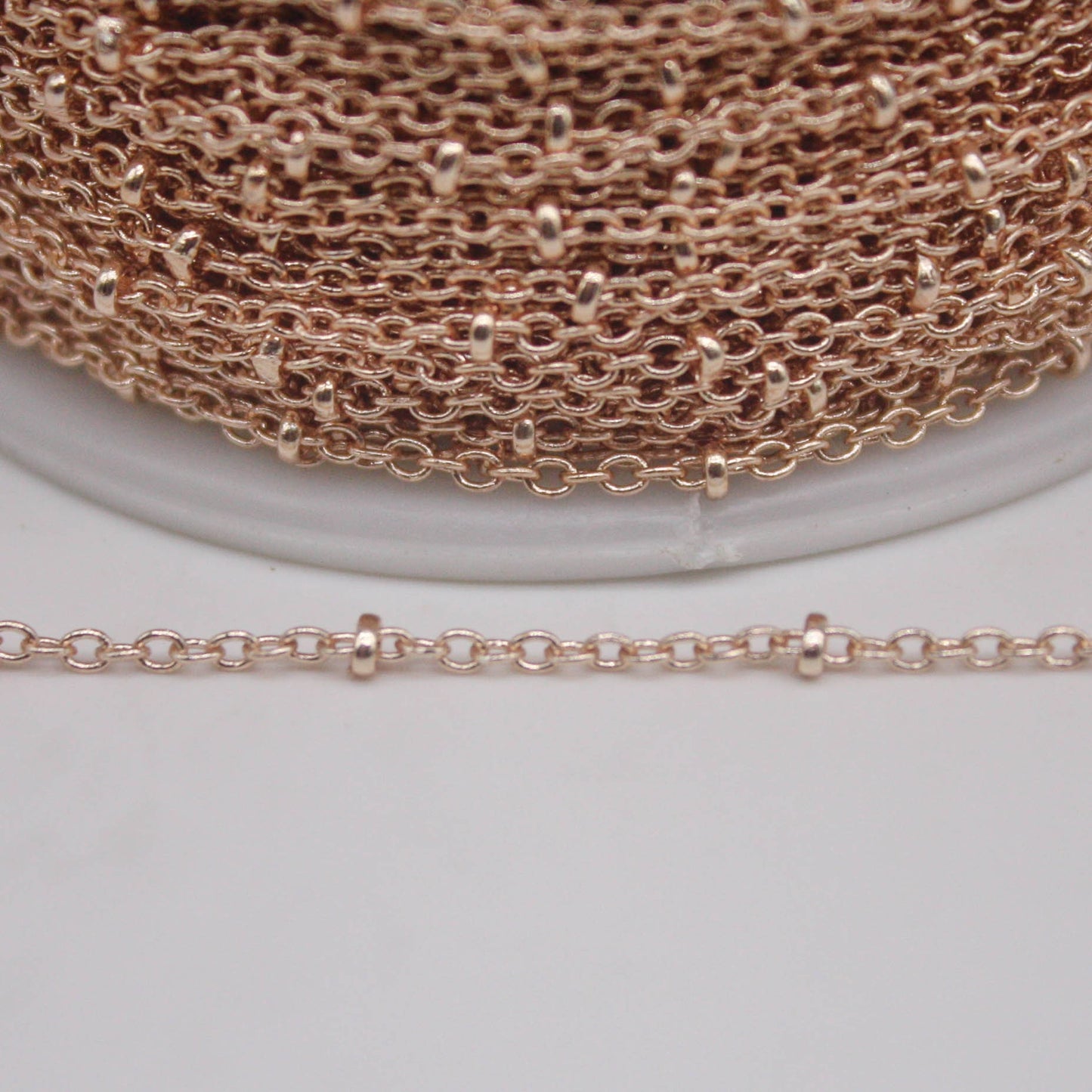 32 feet TARNISH Resistant Free SATELLITE Champagne/Pinky Gold Plated Ball Cable Chain - 2.0x1.4mm SOLDER - AT2014SAT