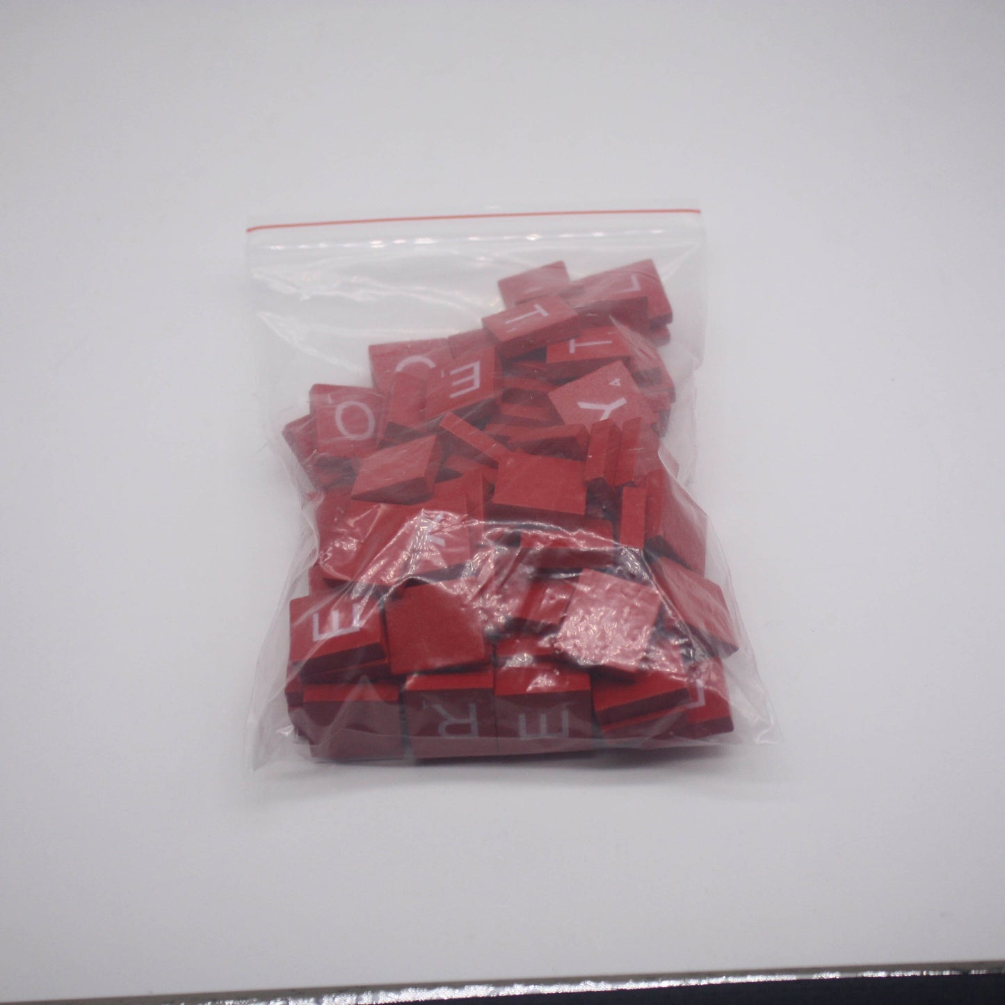 100 Pcs Wooden Scramble Scrabble Letters Tiles - RED Color Scrambble Tile - 18mm x 20mm - Complete 100 Pcs Set - Wedding Scrapbook