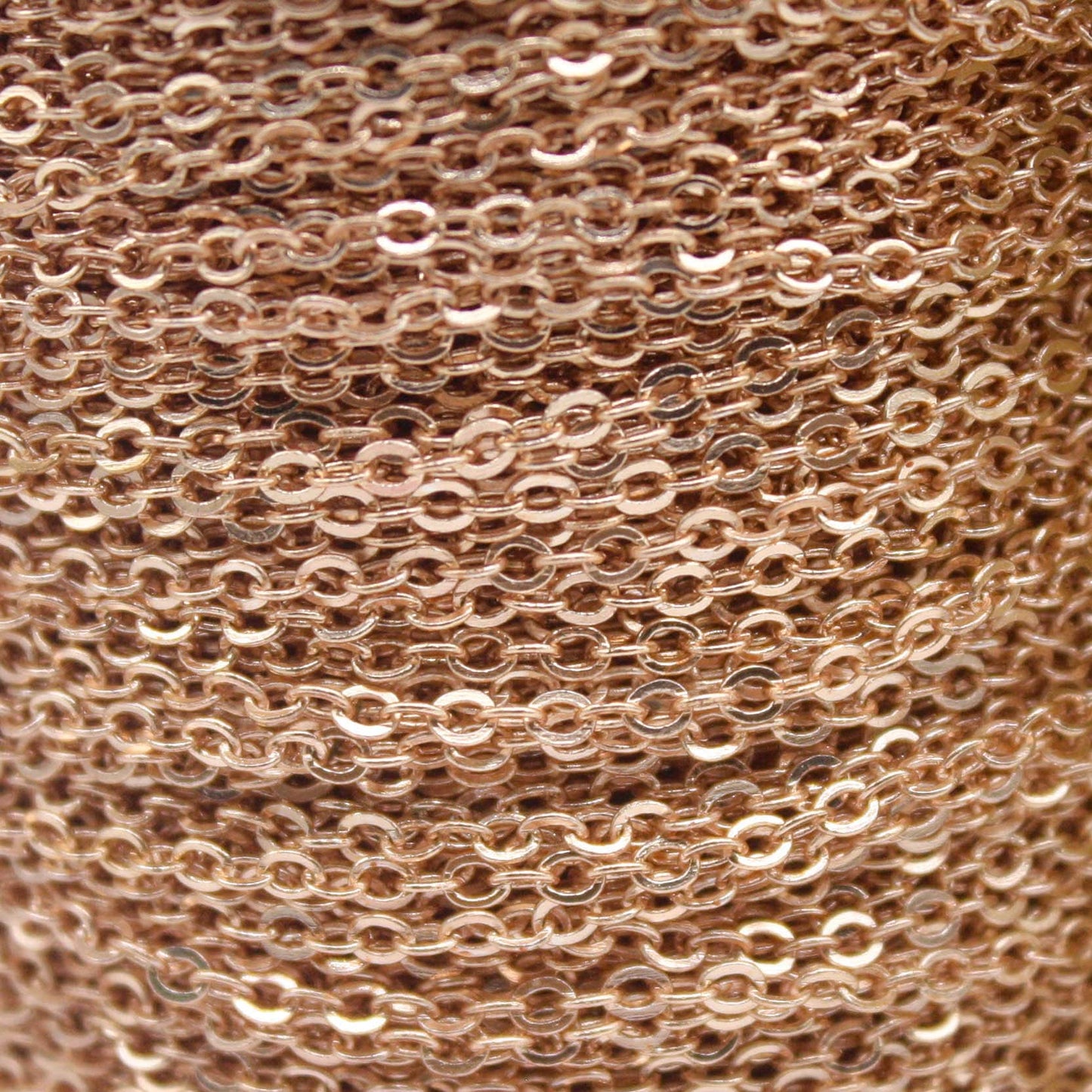 300 feet TARNISH Resistant Tarnish Free Anti Tarnished Champagne (Pinky) Gold Flat Chain - 3x1.7mm SOLDER - Soldered Cable - AT317F